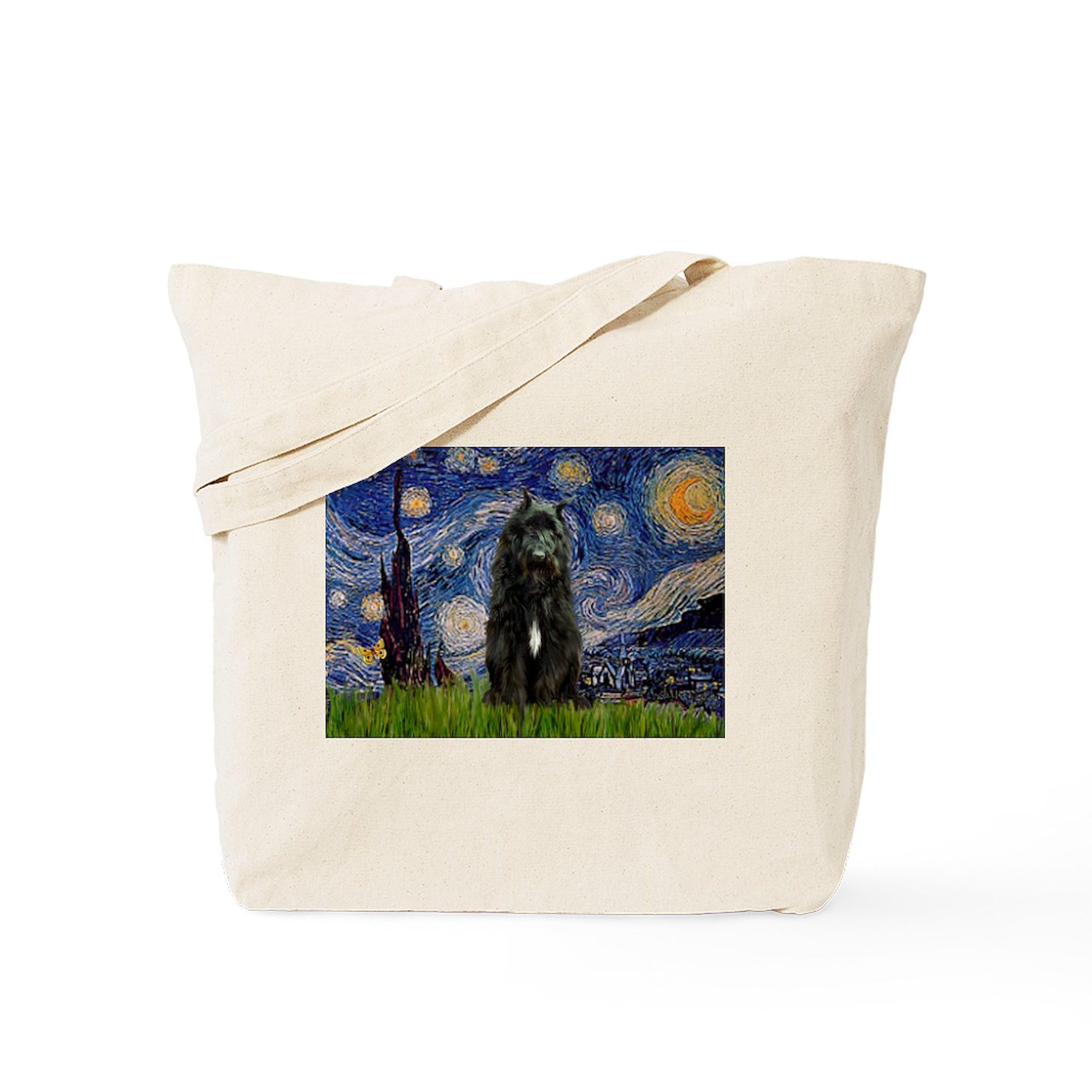 Starry Night Bouvier Tote Bag - Natural Canvas Reusable Shopping Bag for Groceries, Beach & Everyday Use | Eco-Friendly Cotton Tote with Artistic Design