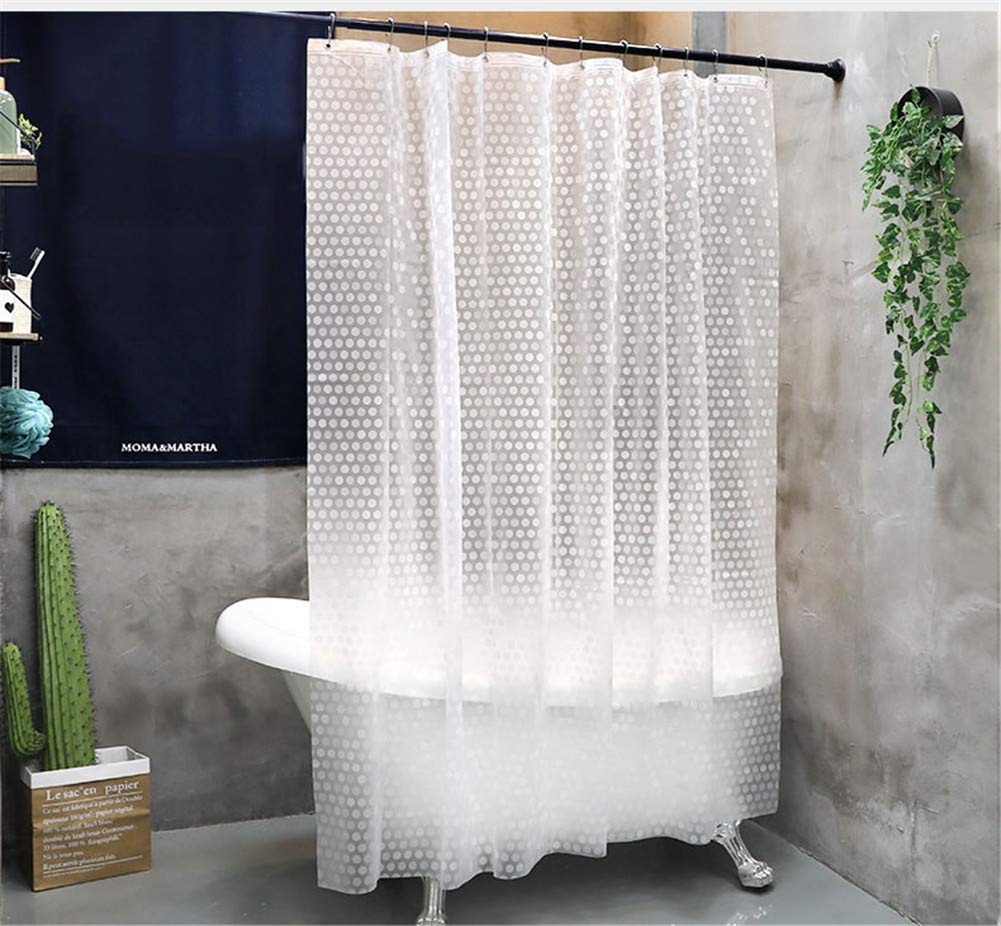 MLAH White Waterproof Shower Curtain with Hooks - 59x71 Inches Transparent Bathroom Curtain for Home & Hotel Use - Perfect for Bathroom Decor and Moisture Protection