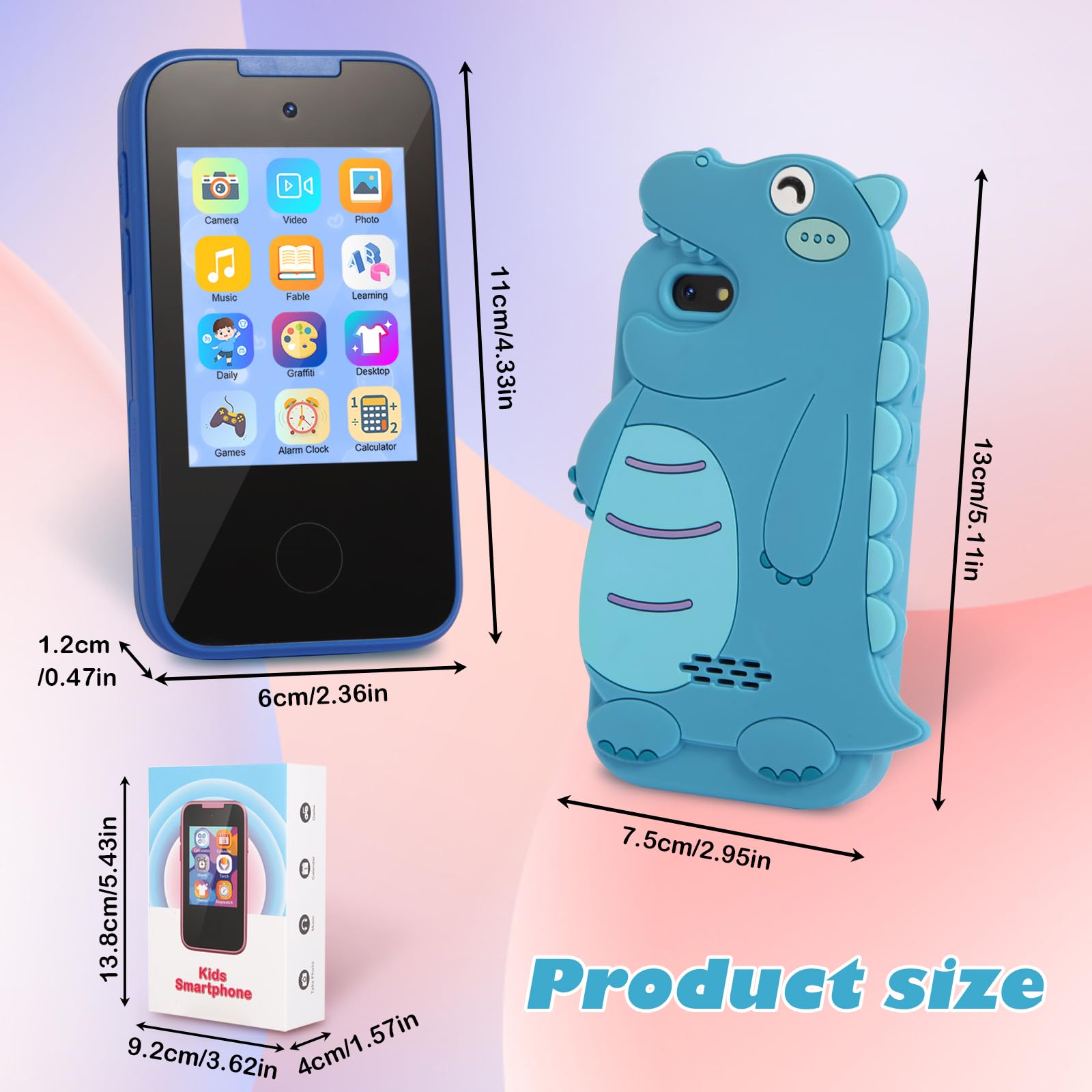 Educational Touchscreen Smartphone Toy for Kids Ages 3-12 - Interactive Learning Phone with 8GB SD Card | Perfect Dinosaur-Themed Birthday & Christmas Gift for Girls | Pretend Play, Early STEM Development & Role-Playing Scenarios