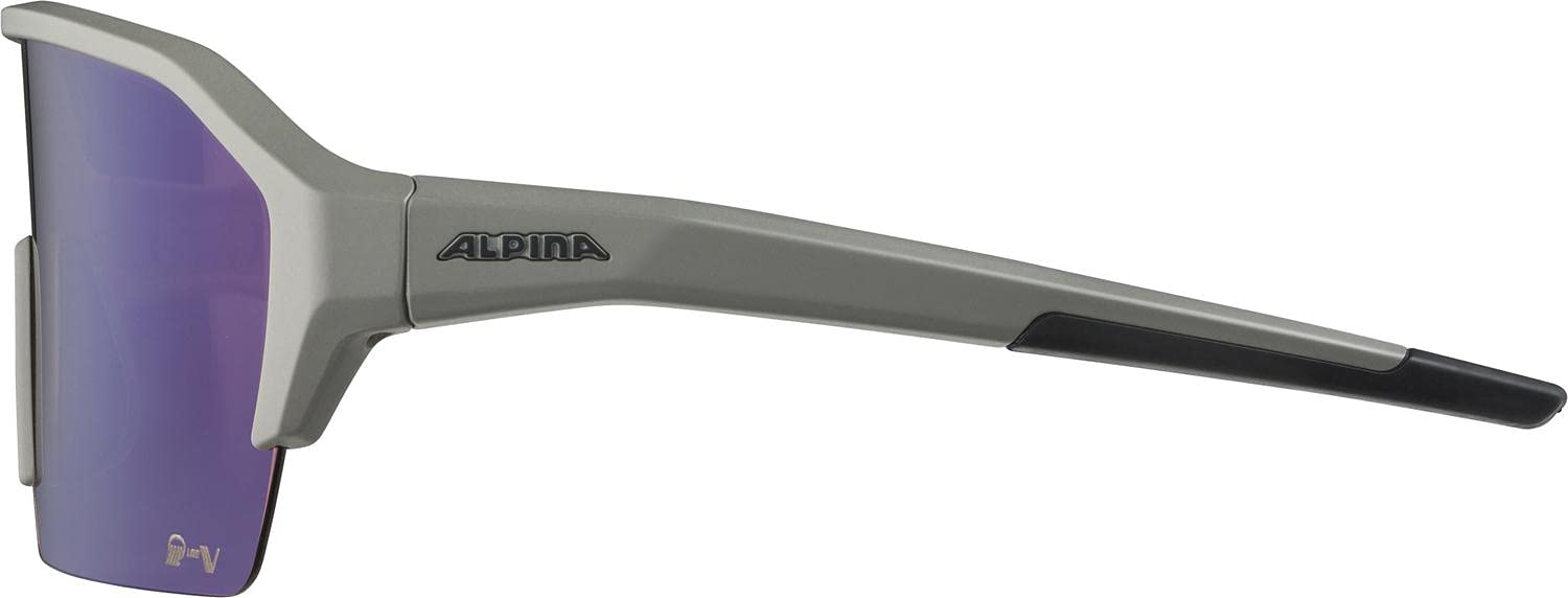 ALPINA RAM HR Q-LITE V Sports Sunglasses for Men & Women - Lightweight Polarized Cycling Running Golf Glasses - Moon Grey Matte Frame - UV Protection - Perfect for Outdoor Activities & Sports
