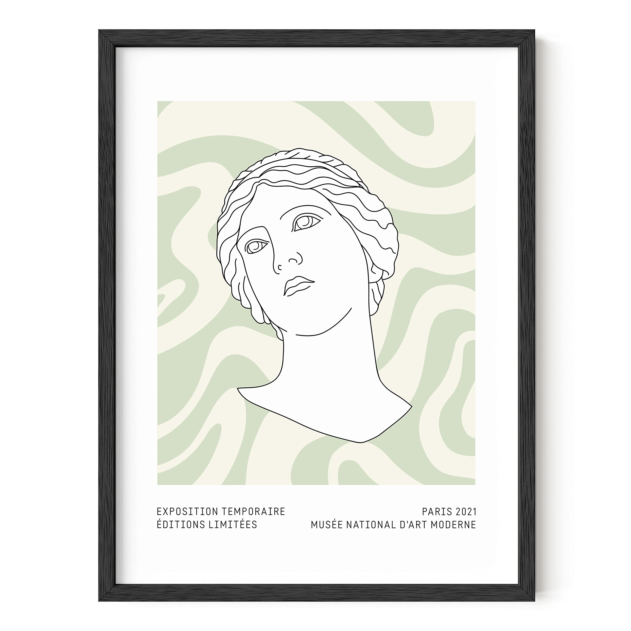 Sage Green Wall Art Decor - Aesthetic Green Posters for Room, Danish Pastel Wall Decor with Beige Frame (12x16) - Perfect for Living Room, Bedroom & Office Decor