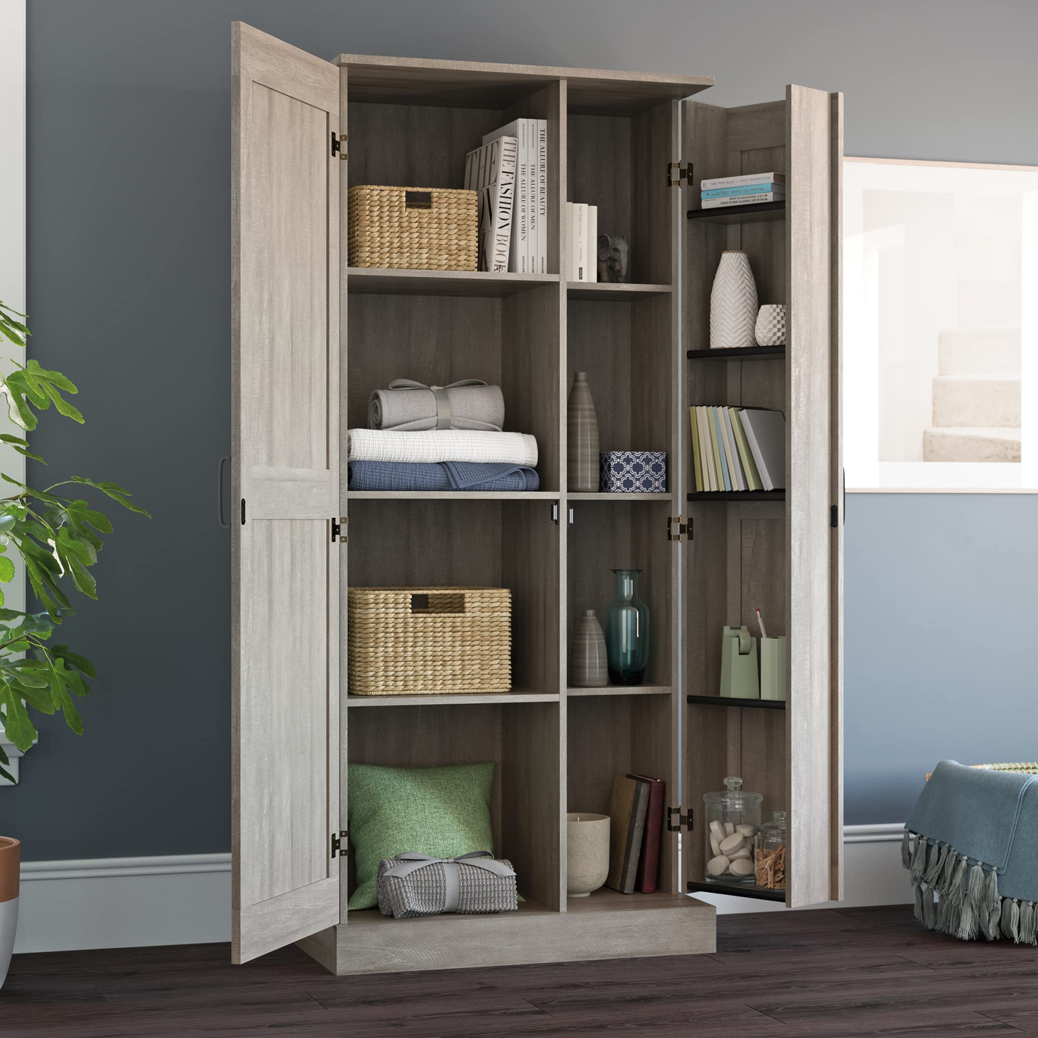 Sauder Spring Maple Finish Storage Cabinet with Swing Out Door - Pantry Organizer for Kitchen, Bathroom & Office Storage Solutions