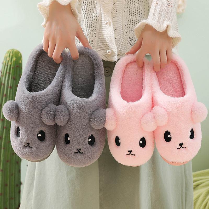 Cute Thick Sole Plush Slippers for Women - Soft & Cozy Indoor/Outdoor House Shoes - Perfect for Home, Lounge, and Dorm Comfort