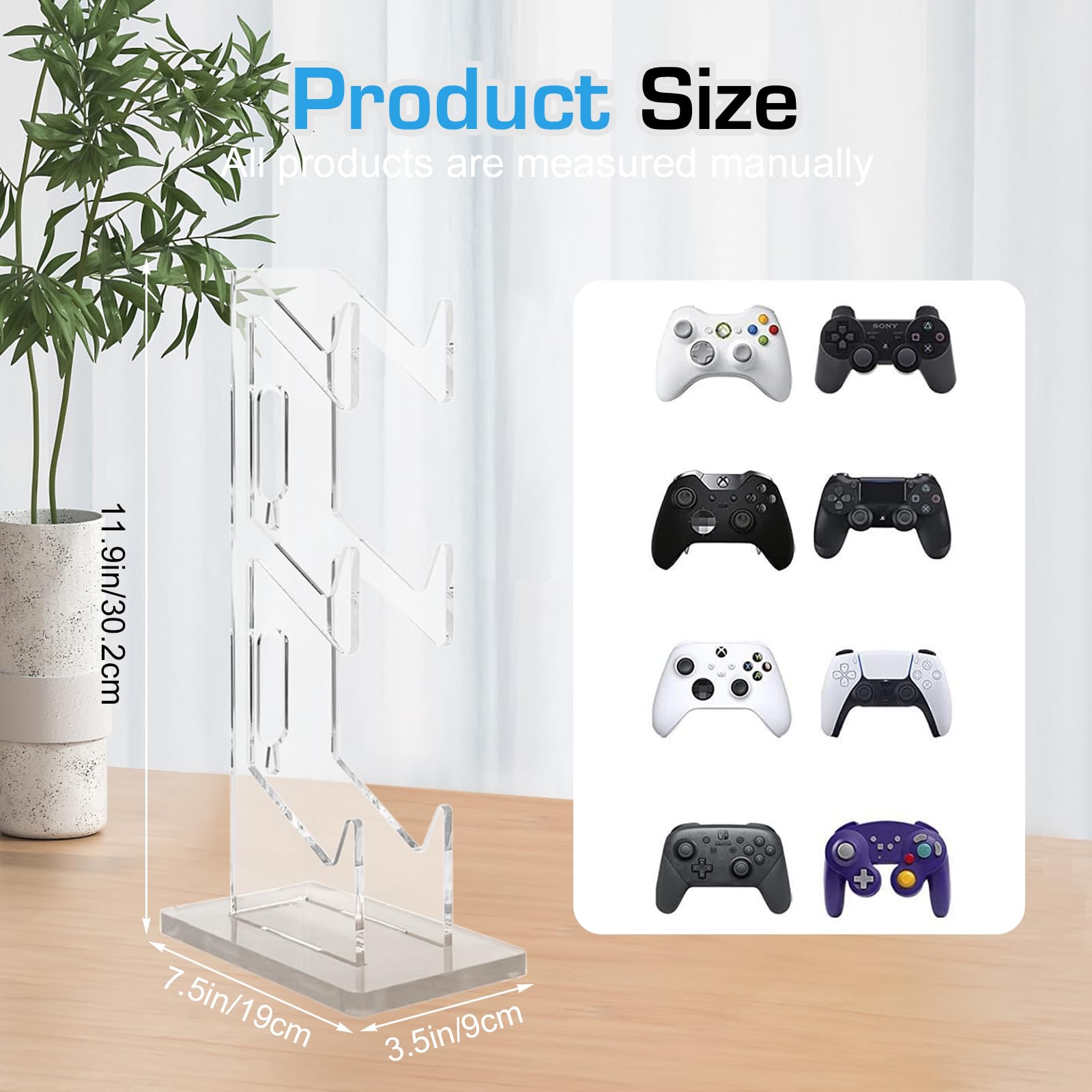 HOMURY 3-in-1 Multi-Layer Gaming Controller Stand with Headphone Holder - Acrylic Game Controller Charging Dock & Headset Stand for PS5, Xbox, Switch - Perfect for Gaming Setup & Organized Desktop Accessories