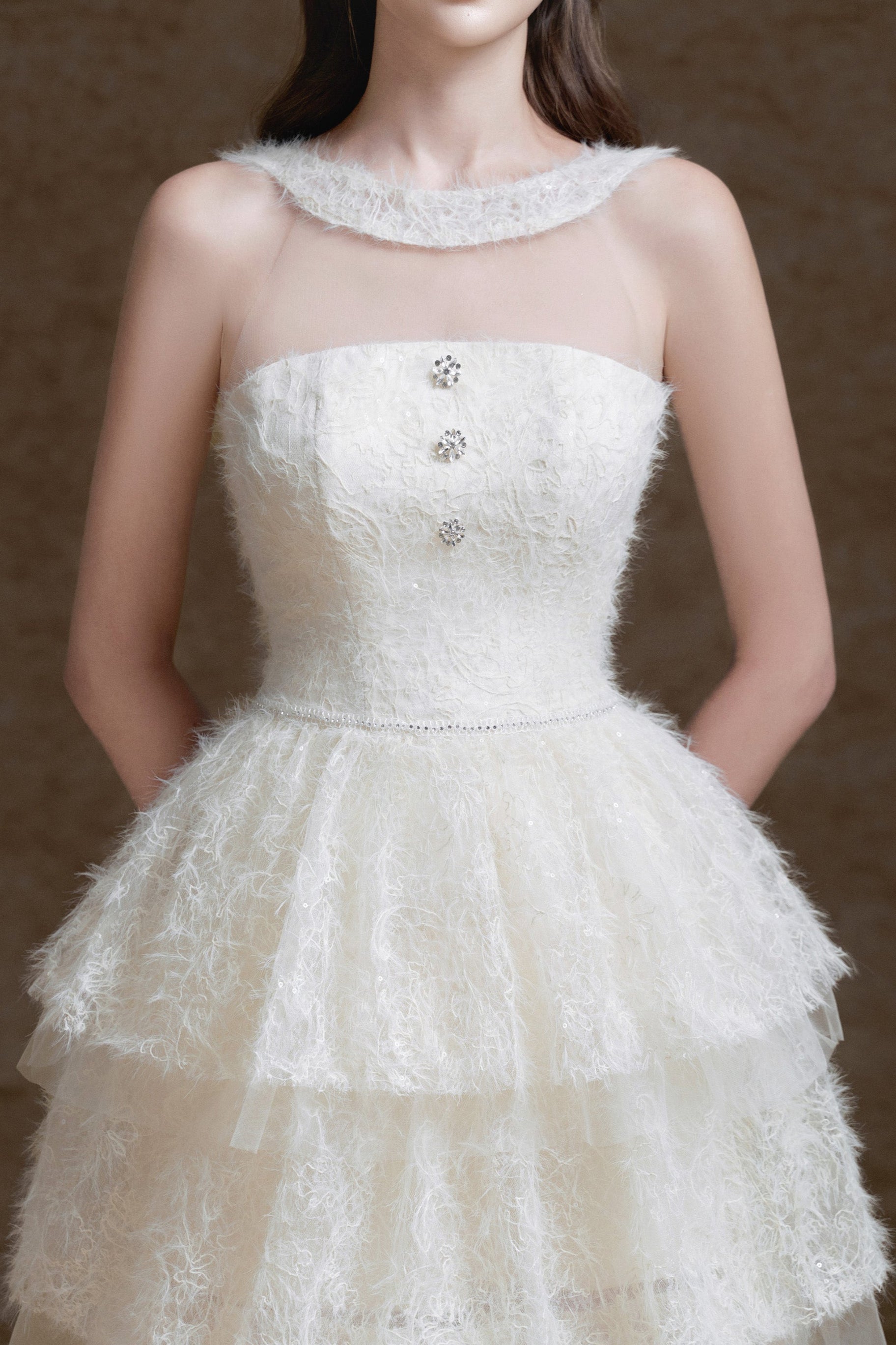 Alison White Mesh Stitching Layer Dress - Elegant Summer Party & Wedding Guest Outfit