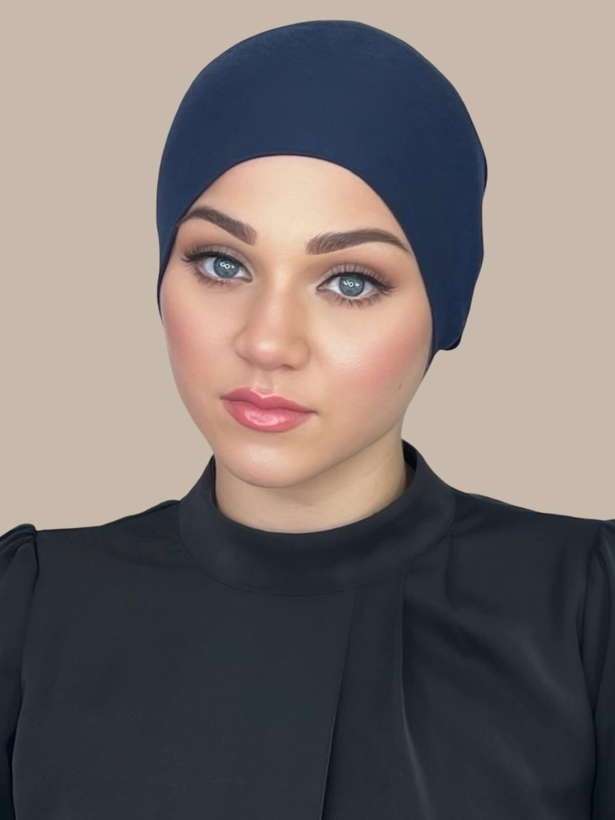 Premium Jersey Underscarf - Soft Breathable Muslim Hijab Liner in Navy Blue - Perfect for Daily Wear, Prayer & Modest Fashion