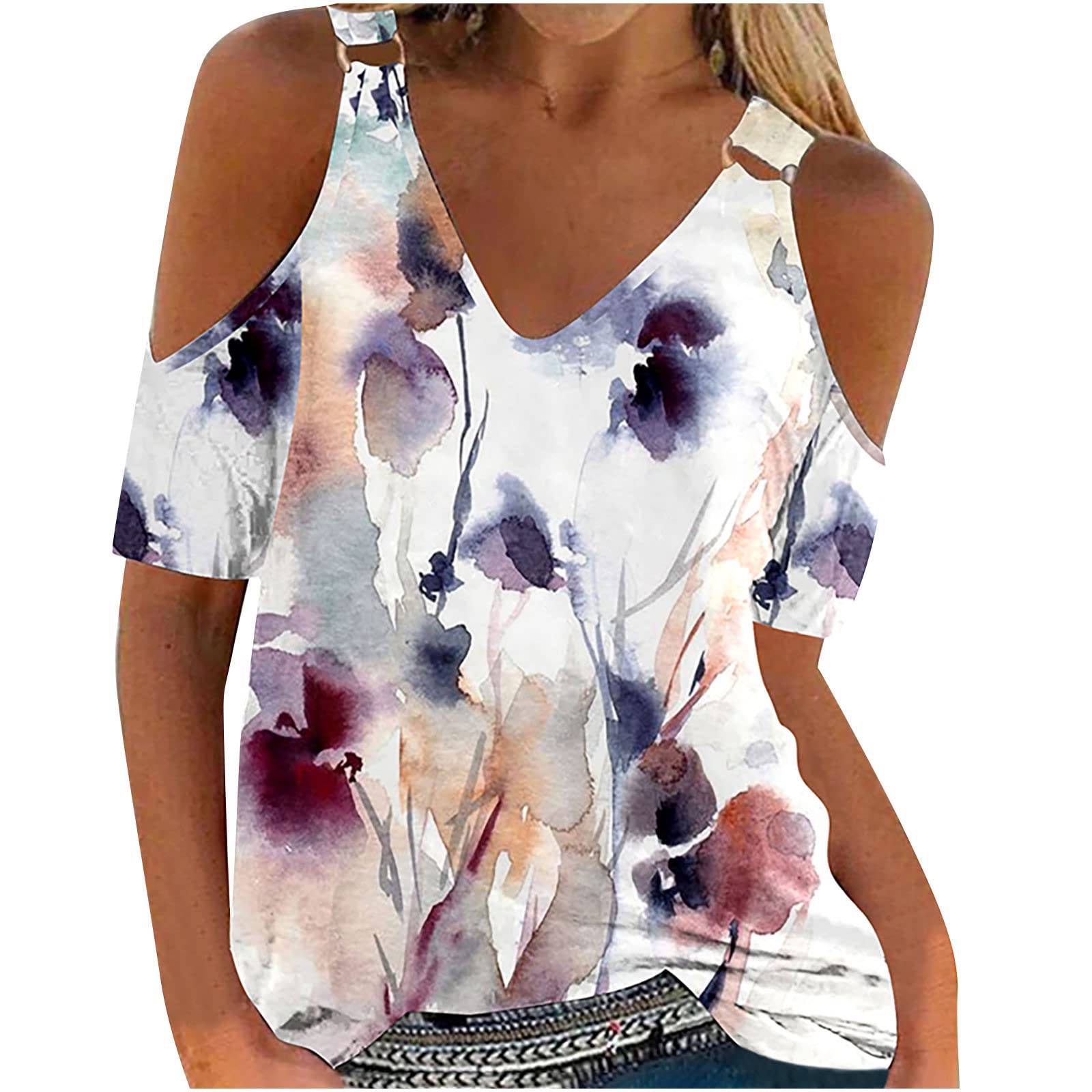 Women's Casual Summer T-Shirts - Cute Printed Loose Fit Plus Size Short Sleeve Tees, Comfortable Sexy Blouses & Tunics for Everyday Wear, Beach Outings and Date Nights
