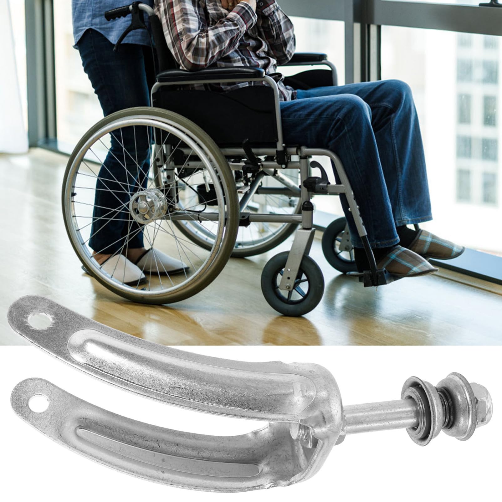 1 Pair Heavy Duty Steel Wheelchair Front Wheel Fork Bracket - Galvanized Iron Frame for Manual Wheelchairs - Perfect for Mobility Aid & Home Healthcare Use