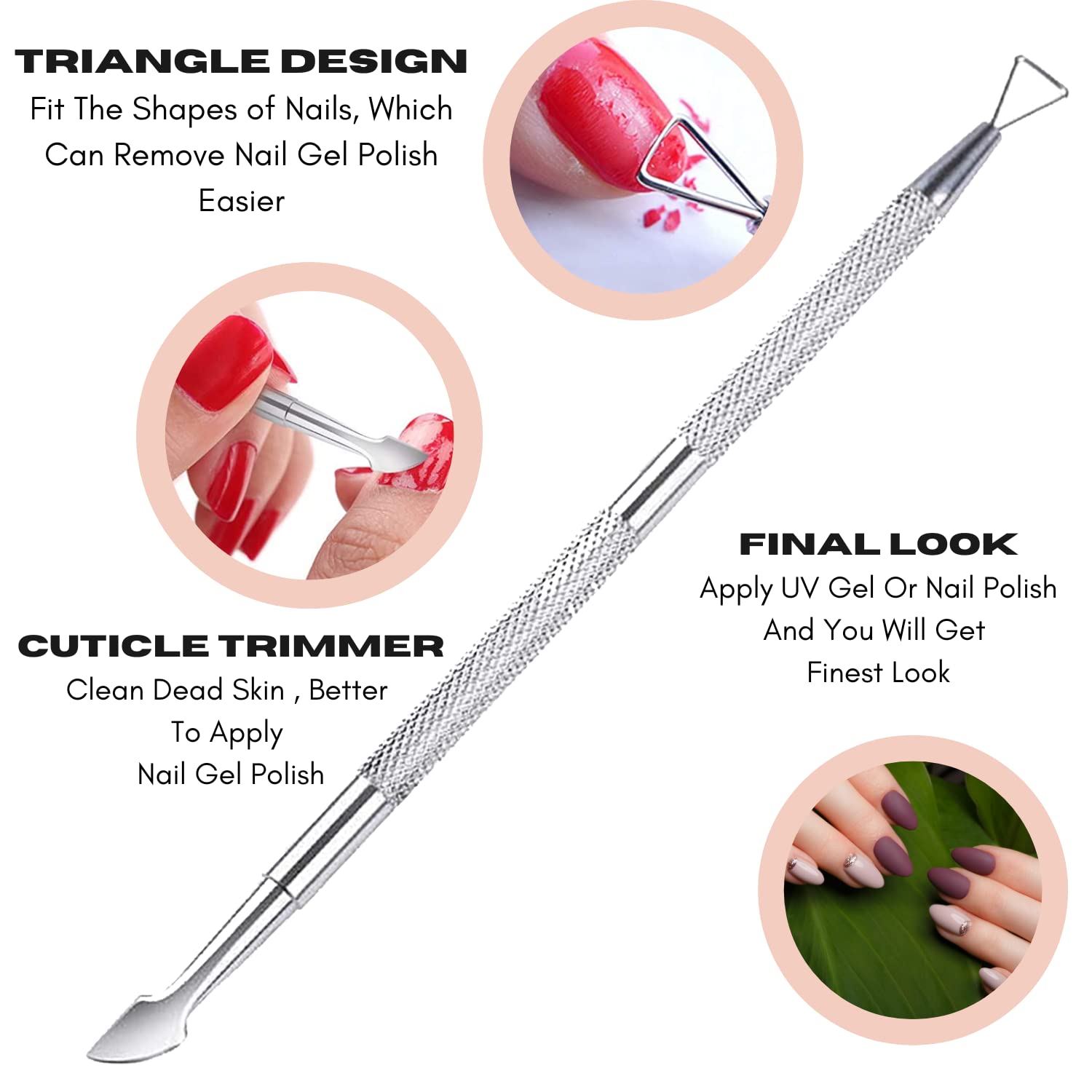 Professional Stainless Steel Gel Polish Remover Tool & Cuticle Scraper - Nail Pusher for Gel Nails & Dirt Cleaner | Perfect for Salon & Home Manicure | Sizler Beauty