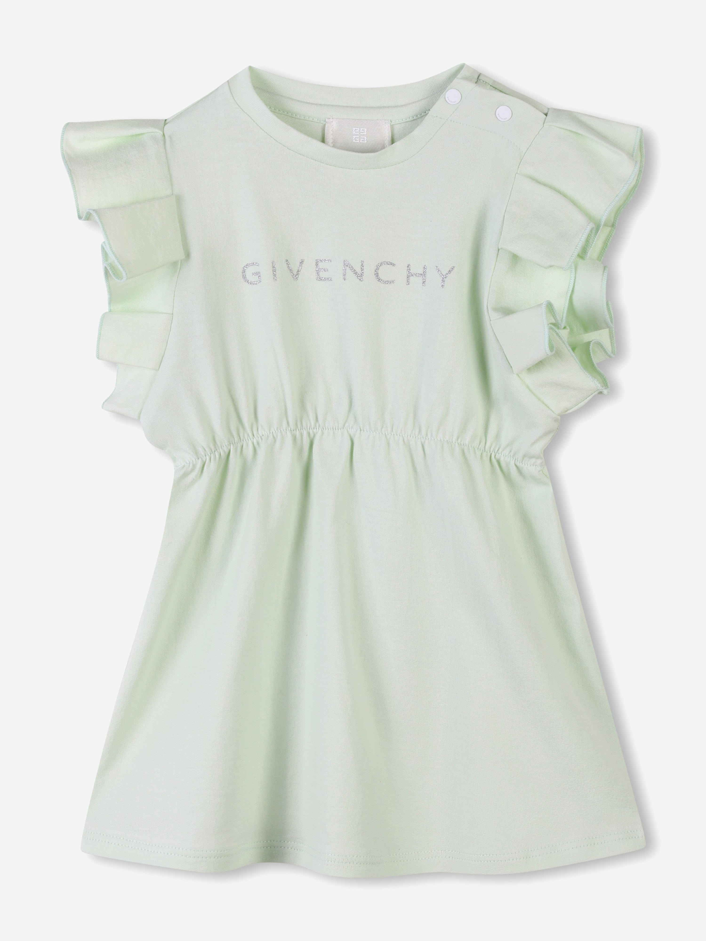 Green Glitter Logo Jersey Dress for Baby Girls - Perfect for Birthday Parties, Holidays & Special Occasions