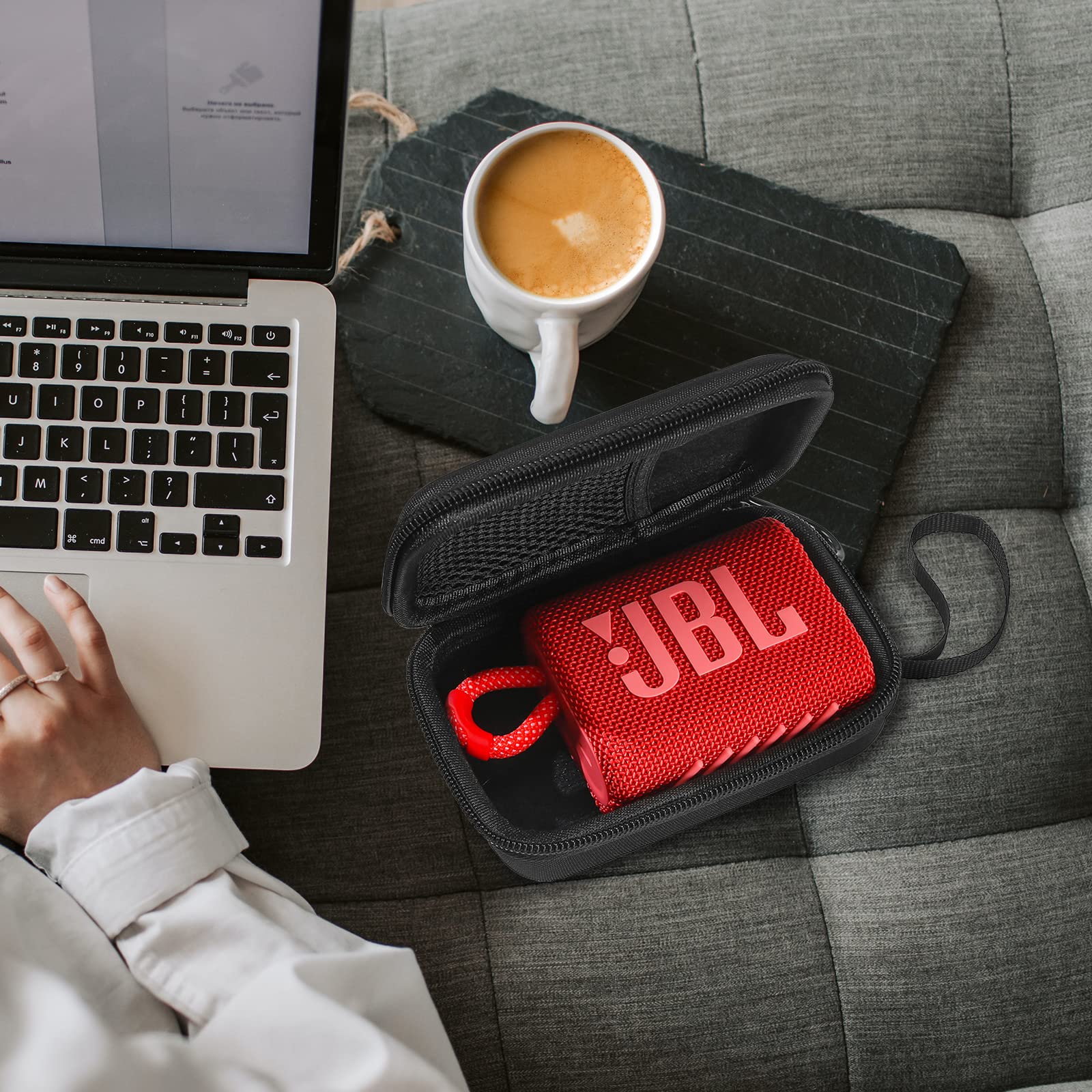 GeeRic JBL GO3 Hard Case - Shockproof EVA Protective Cover for JBL GO3 Speaker | Waterproof & Dustproof | Perfect for Travel, Camping & Outdoor Adventures (Black with Black Liner)