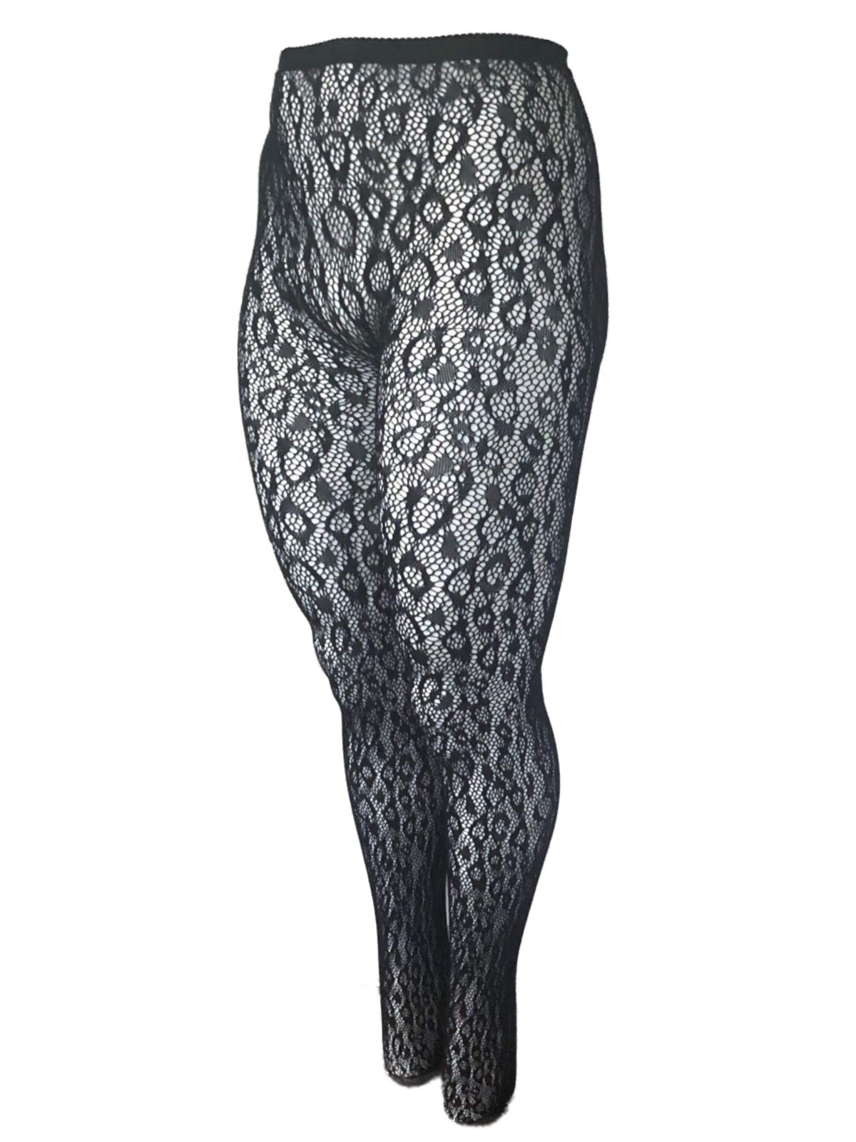 Yelete Queen Size Wild Leopard Print Black Fishnet Tights - Sexy Fashion Stockings for Women, Party, Cosplay & Night Out