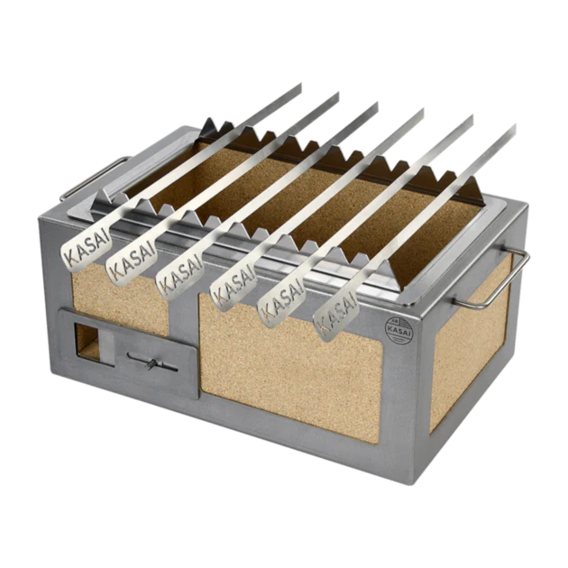 Premium Kasai Konro Skewer Rack for Medium Wide Grills - Perfect for BBQ, Camping & Outdoor Cooking - Durable Stainless Steel Grill Accessory for Yakitori, Kebabs & More