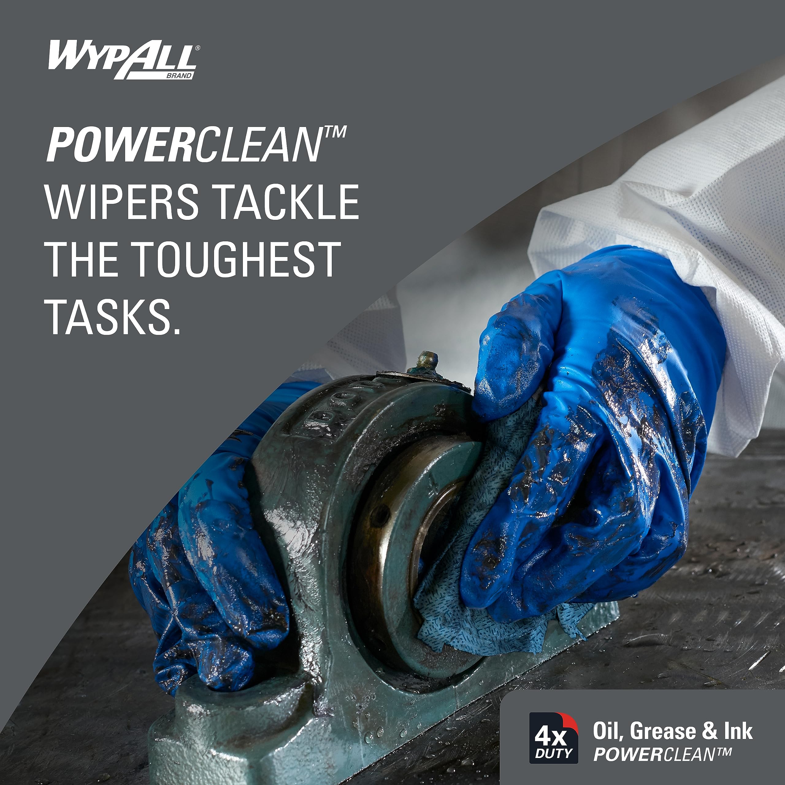 WypAll Oil, Grease & Ink Cloths (33241) - Jumbo Lint-Free Industrial Wipes, 1 Roll of 717 Blue Sheets - Heavy-Duty Cleaning for Automotive, Machinery & Workshop Use