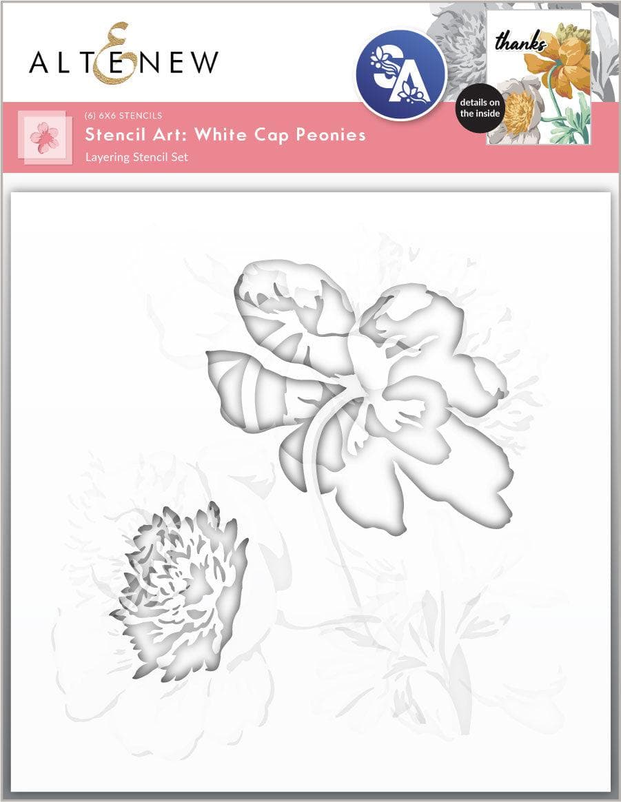 6-in-1 White Peony Layering Stencil Set for DIY Wall Art, Fabric Painting & Home Decor - Floral Stencil Kit for Crafting, Scrapbooking & Mixed Media Projects