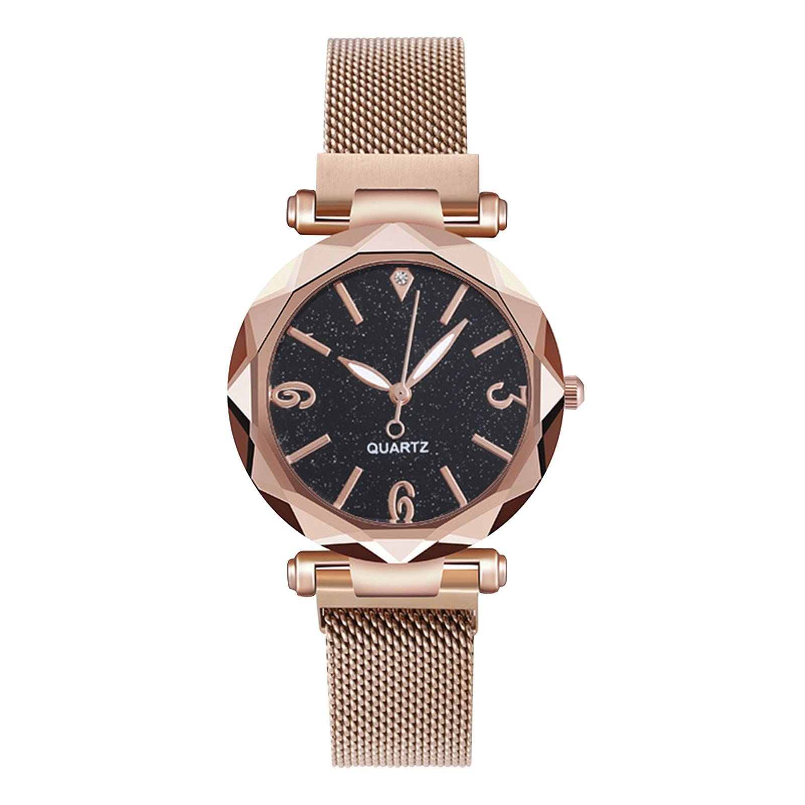 Expandable Women's Quartz Watch with Magnetic Strap - Elegant Floral & Starry Sky Design - Perfect for Casual Wear, Office & Special Occasions