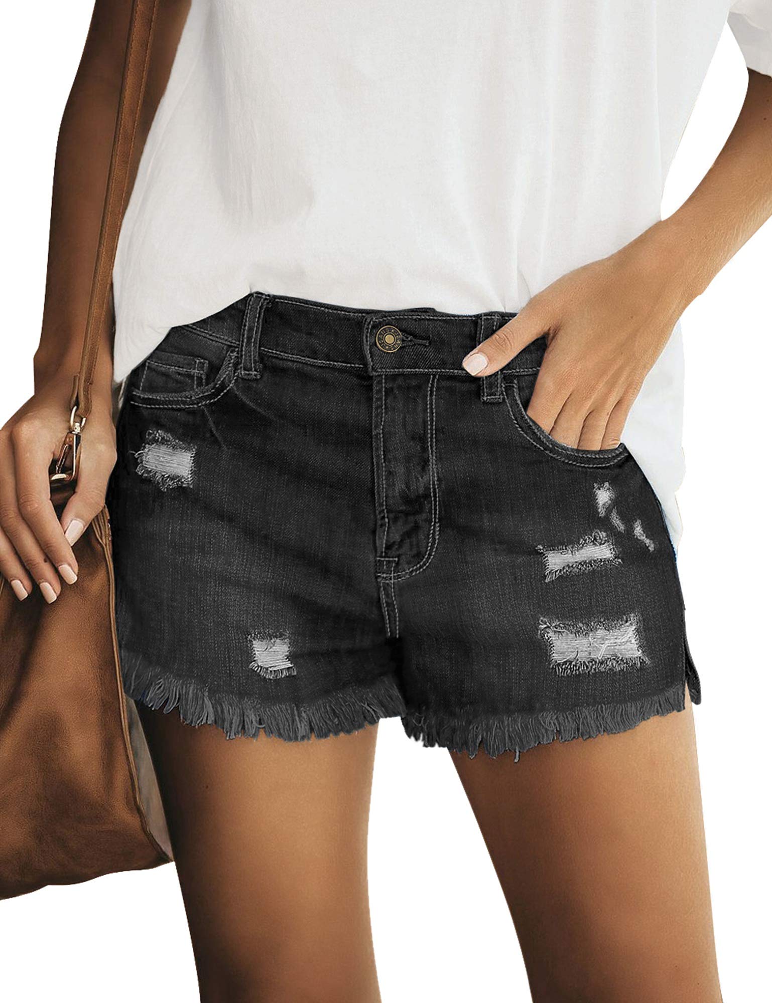 Stylish Women's Distressed Denim Shorts - High Waisted Ripped Jean Shorts for Summer | Perfect for Casual Outings, Beach Trips & Street Style Fashion