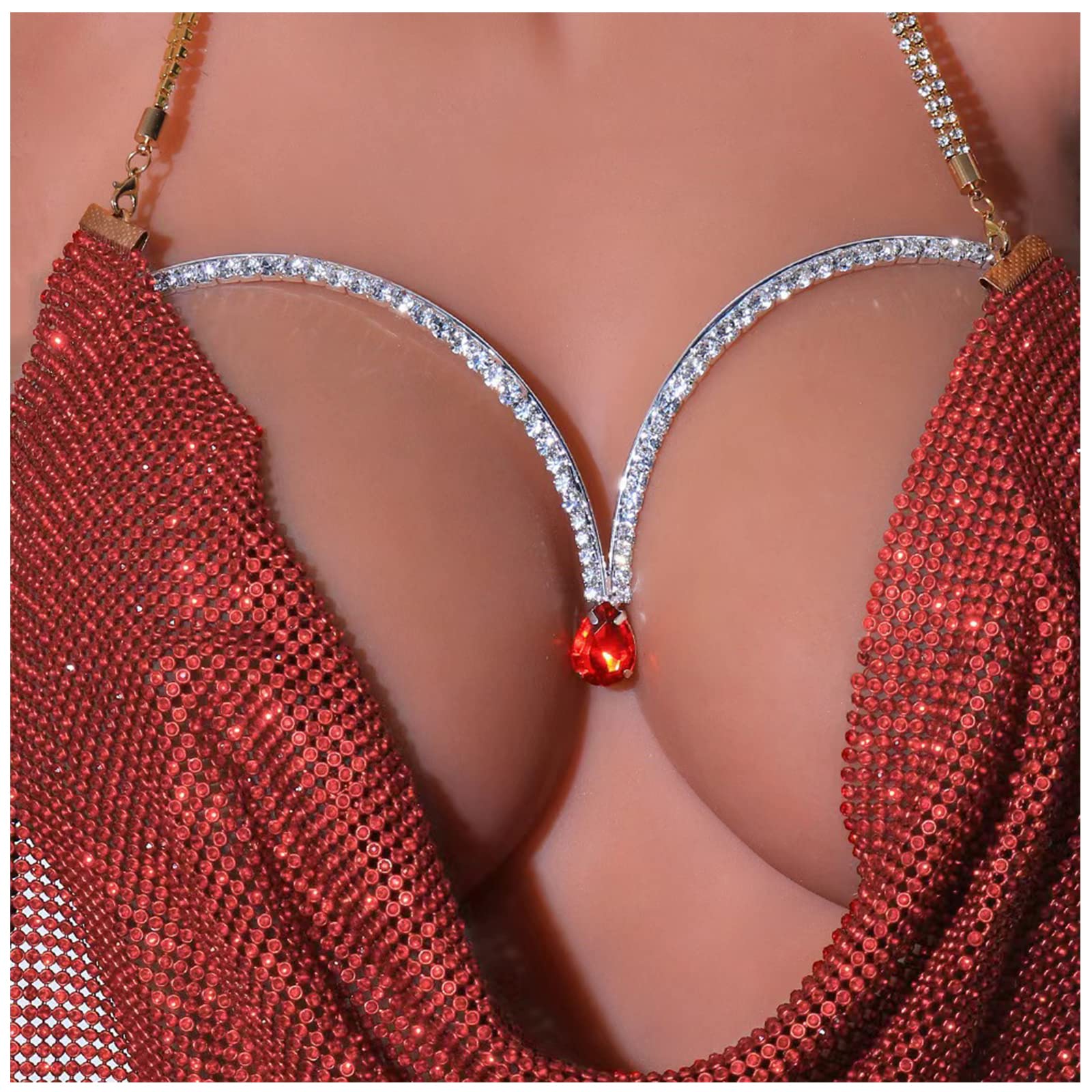 Sexy Rhinestone Body Chain for Women - Crystal Bikini Bra Jewelry, Chest Bracket Underwear Accessories | Perfect for Beach Parties, Music Festivals & Boudoir Photography