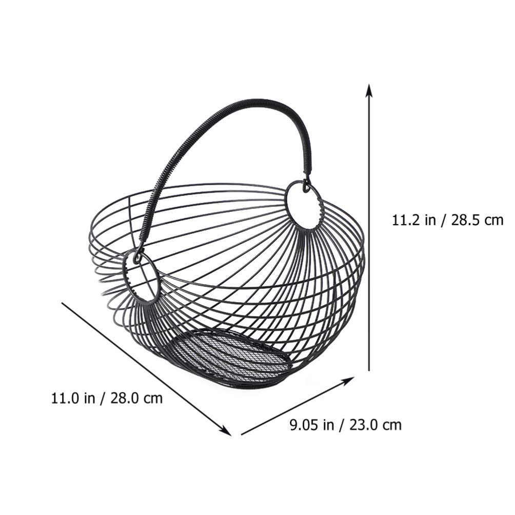 Cabilock Wrought Iron Fruit Basket with Handle - Portable Hollow-Out Design for Living Room, Kitchen & Dining Room - Multifunctional Home Decor Storage Shelf