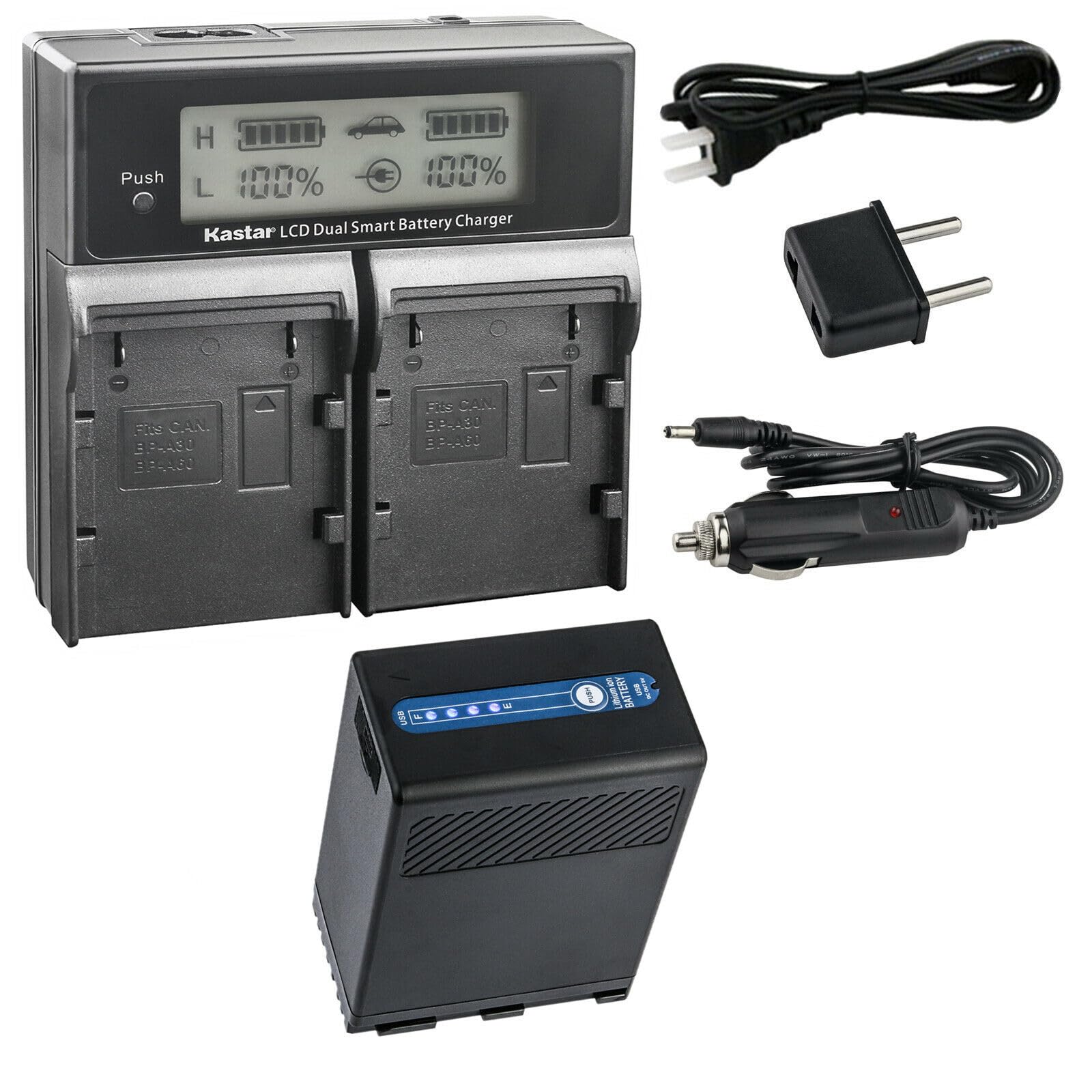 Kastar BP-A68 Dual Fast Battery & AC LCD Charger for Canon EOS C500 Mark II 6K, C70 Cinema (RF Mount), C700 PL 4K - Professional Camera Charging Solution for Film Production & Photography