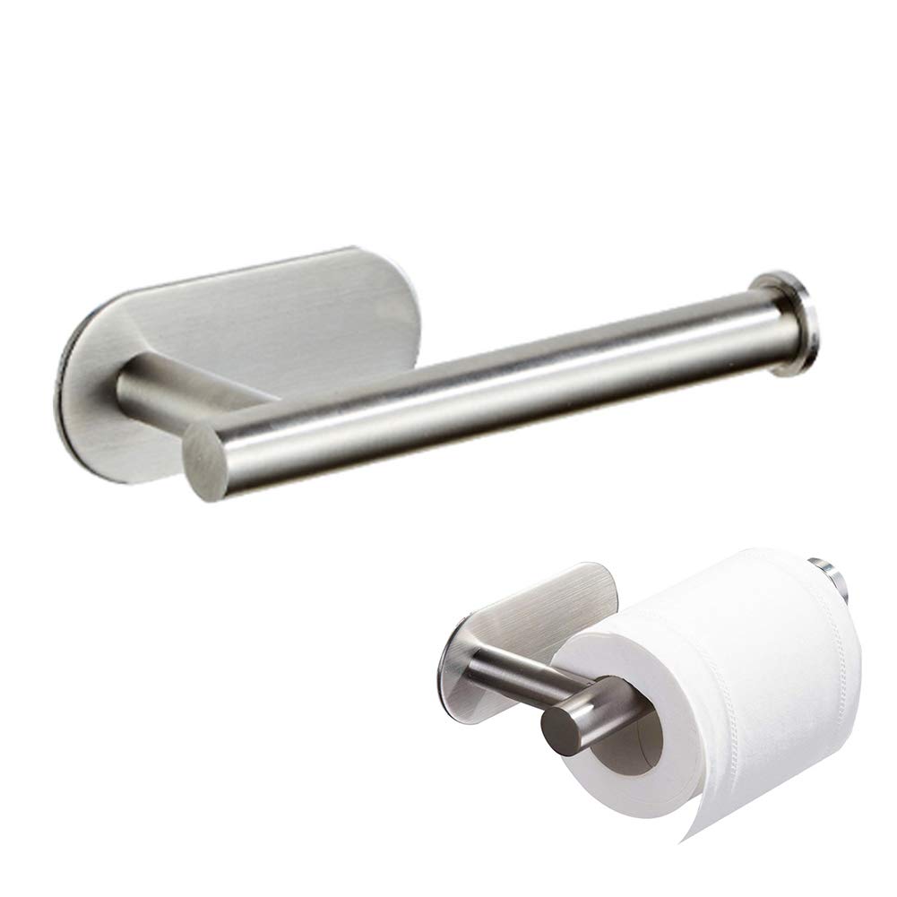 Stainless Steel Wall Mount Paper Towel Holder - Self Adhesive No Drill Kitchen & Bathroom Tissue Roll Rack - Space Saving for Small Kitchen, RV, Office, Dorm Room