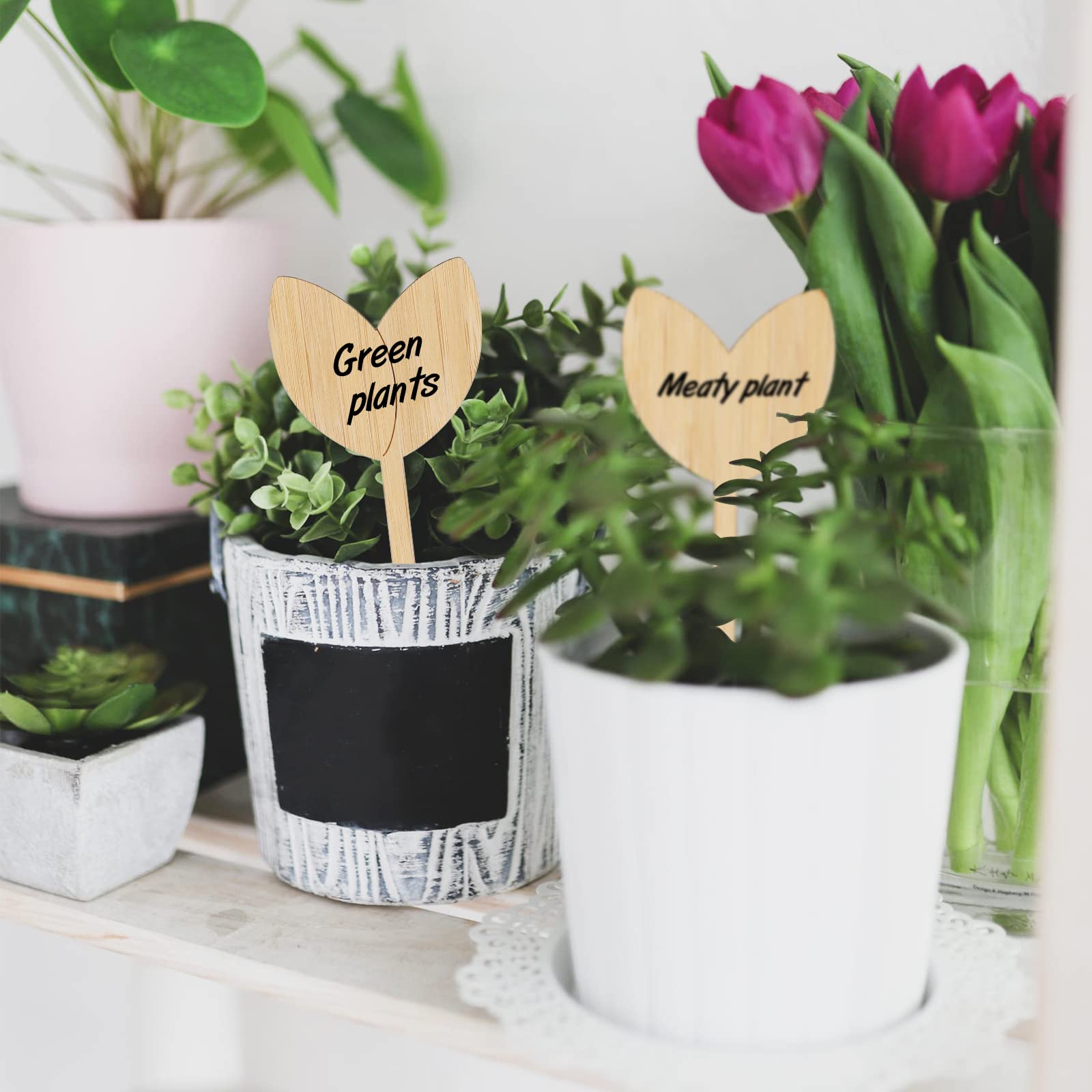KINGLAKE GARDEN 60 PCS Bamboo Plant Labels - Reusable Garden Markers for Vegetables, Herbs & Potted Plants with Permanent Marker - Perfect for Outdoor Gardening, Indoor Planting & Seed Organization