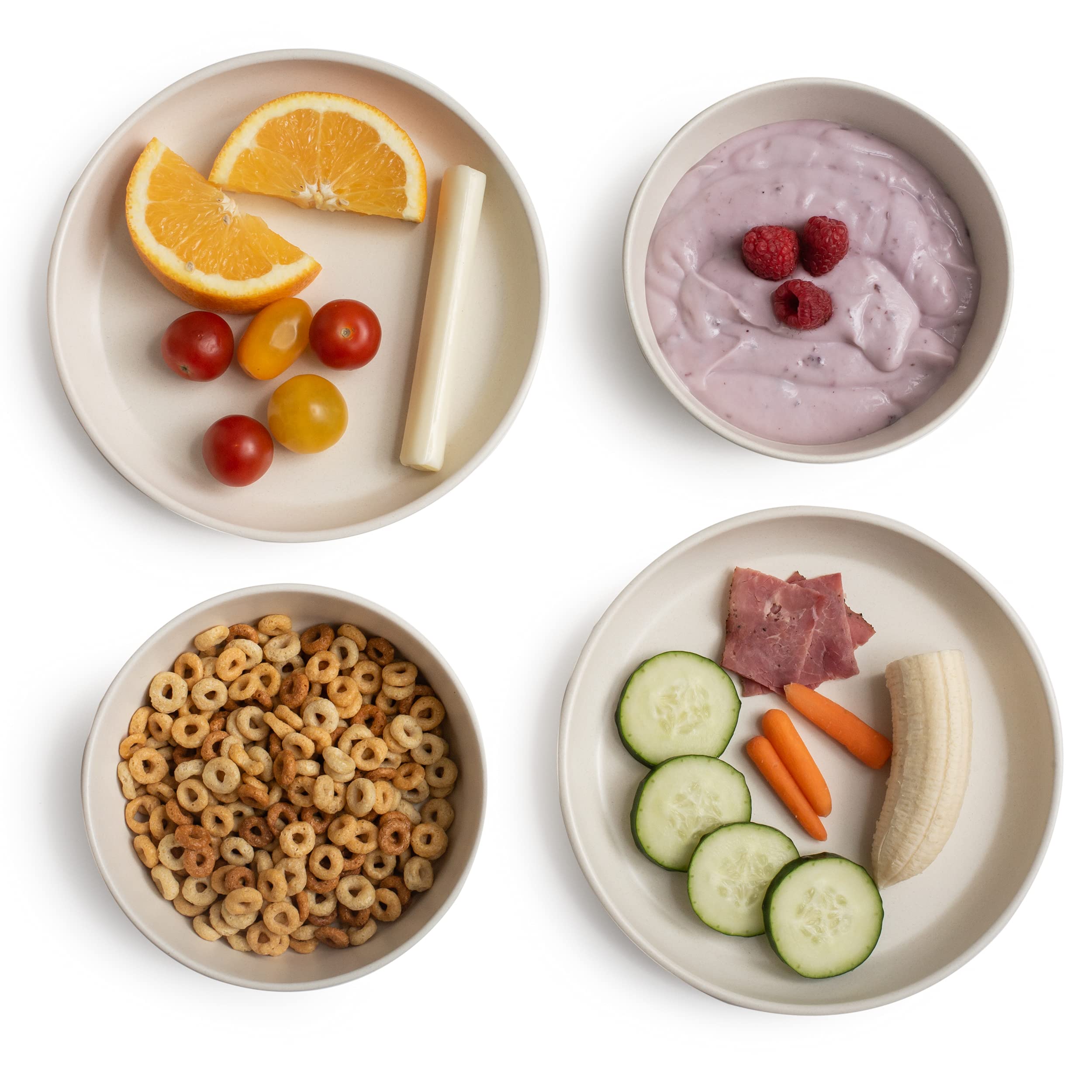 Grow Forward Bamboo Kids Plates and Bowls Set - 4 Bamboo Plates & 4 Bowls - BPA Free, Dishwasher Safe - Eco Friendly Reusable Children's Dinnerware - Arctic Design - Perfect for Toddler Meals, School Lunches, and Picnics