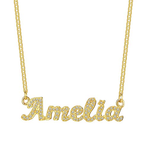 CZ Pave Name - Gold