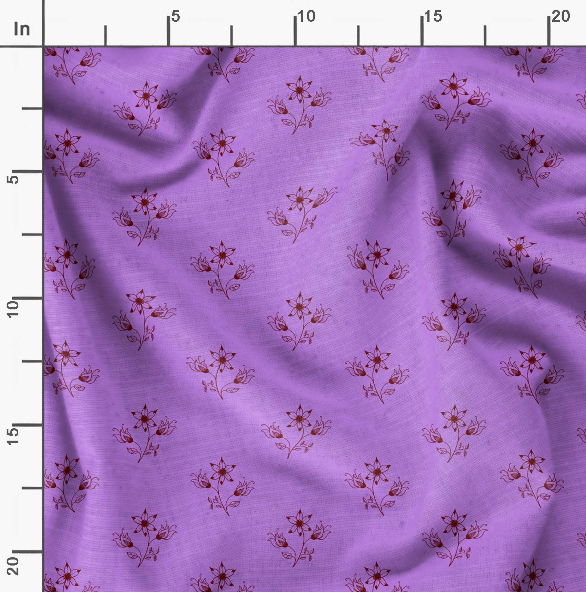 Soimoi Moss Georgette Purple Fabric by The Yard - 42 Inch Wide Printed Fabric with Artistic Leaf & Floral Design for Dresses, Curtains, DIY Crafts - Elegant Home Decor & Fashion Material