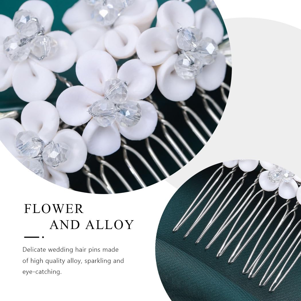 Elegant Rhinestone Flower Wedding Hair Comb - Silver Bridal Leaf Hair Clip for Bride & Bridesmaids | Perfect for Weddings, Prom, Formal Events & Special Occasions