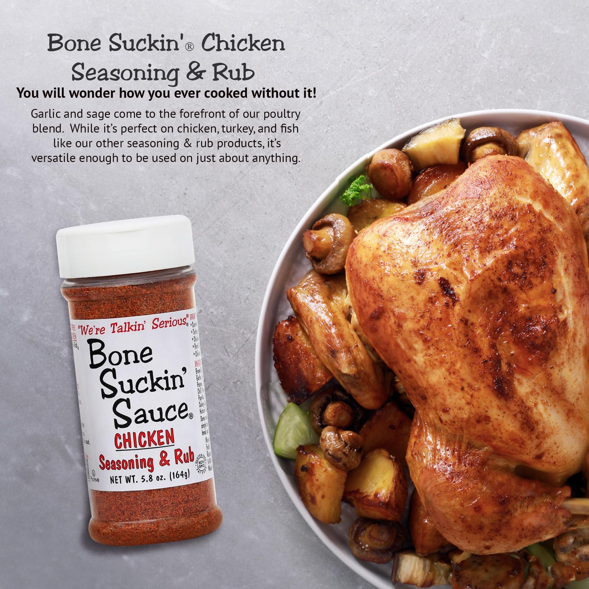 Bone Suckin' Sauce Poultry Rub Seasoning - 5.8oz (Pack of 12) - Perfect for Grilling Chicken, Turkey & BBQ - All Natural Spice Blend for Smokers, Roasting & Outdoor Cooking