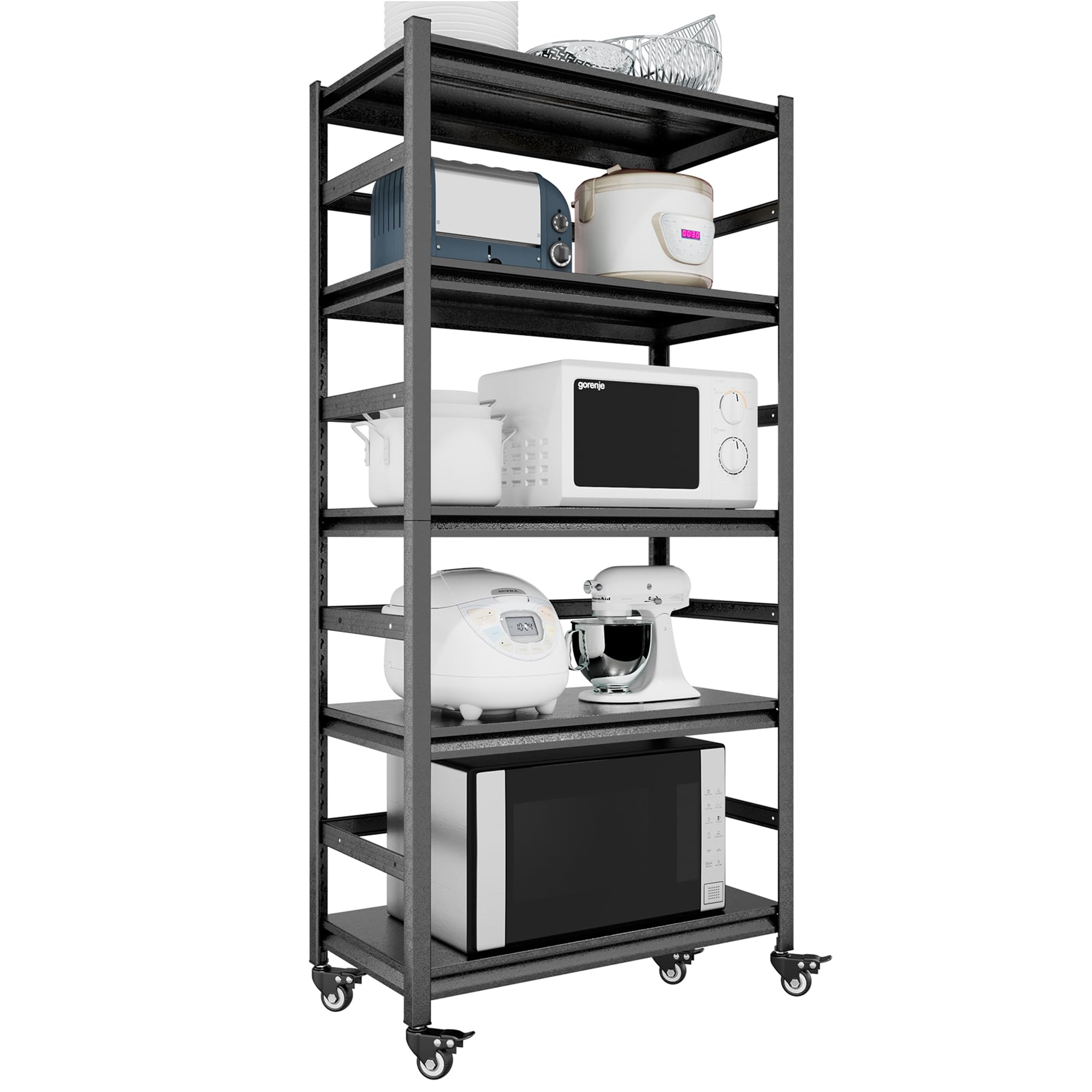 Heavy Duty 5-Tier Metal Storage Shelf with Wheels - 72
