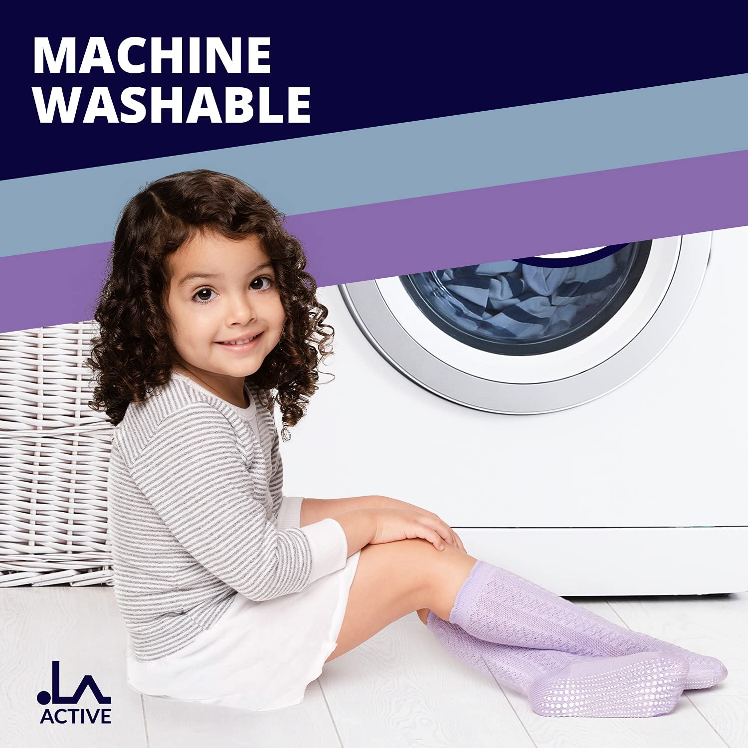 LA ACTIVE Girls Knee High Socks - Warm Cotton Uniform Sports Socks for Toddlers & Kids - Perfect for School, Dance, Cheerleading & Winter Outfits