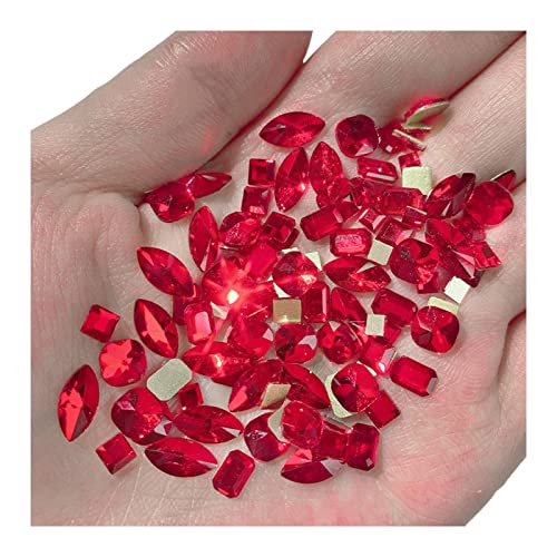 100Pcs Irregular Shape Flat Bottom Glass Rhinestones for Nail Art - DIY Nail Decorations & Designs for Women and Girls | Perfect for Manicures, Pedicures, Nail Salons and Home Nail Care
