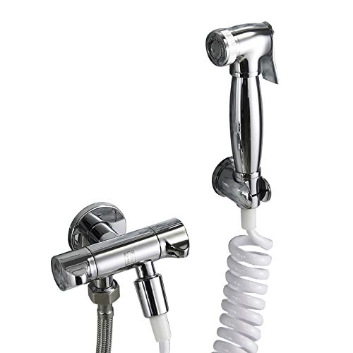 Handheld Toilet Sprayer - Dual Switch Brass Shower Spray Head for Bathroom Cleaning, Cloth Diaper Rinse & Pet Washing | Round Spray Gun Design | Perfect for Baby Care, Pet Grooming & Household Hygiene