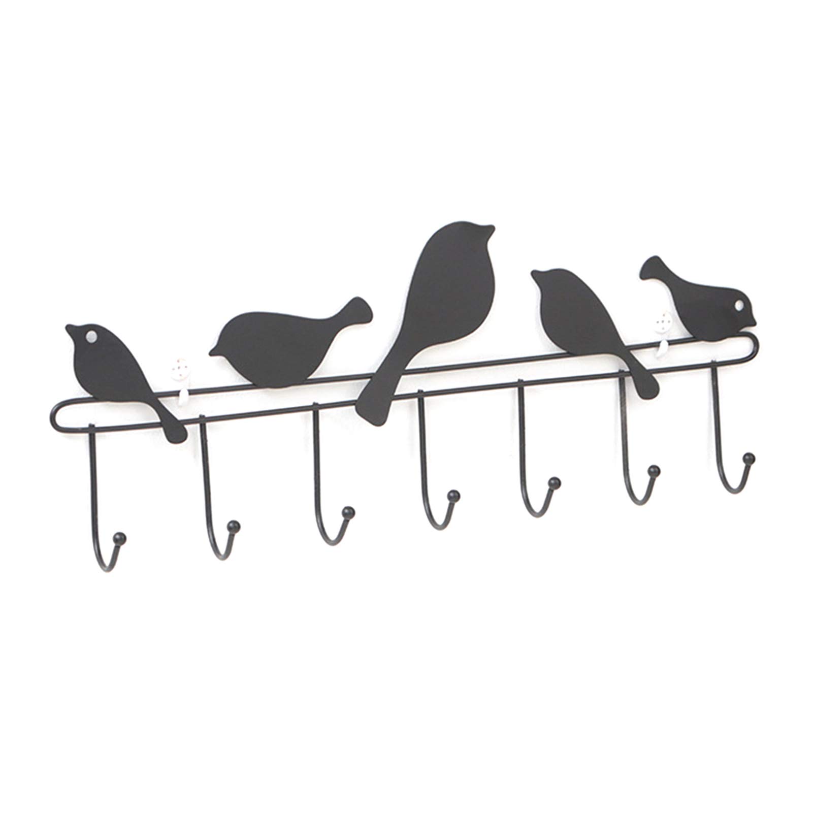 SHLUTESOY Command Hook - Black Wall-Mounting Kitchen Hooks with Bird Design, Heavy-Duty Hanging Storage Holders for Kitchen Utensils, Spices, and Towels