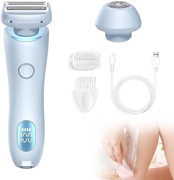 2 in 1 Electric Shaver & Painless Hair Remover for Women - Wet & Dry Use at Home, Travel & Gym - Smooth Skin for Legs, Underarms & Bikini Area