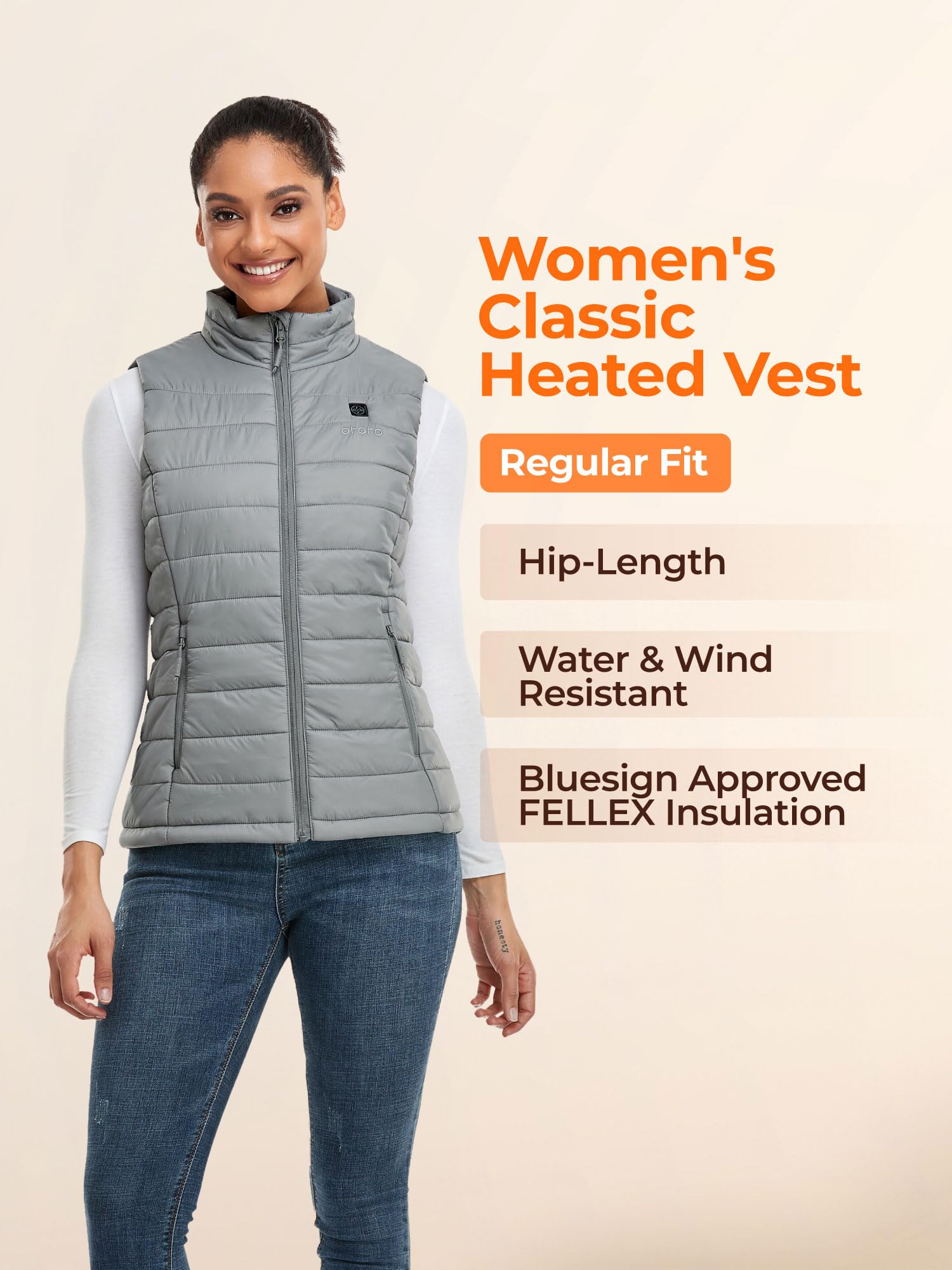 ORORO Women's Lightweight Heated Vest with Rechargeable Battery Pack - Winter Warm Electric Jacket for Outdoor Activities, Hiking, Camping & Cold Weather