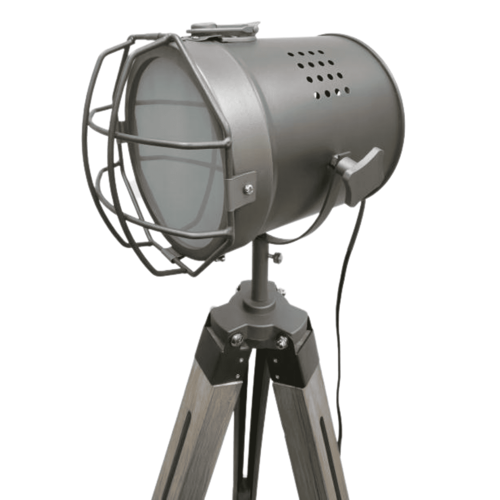 139cm Nautical Tripod Floor Lamp with Steel Grey Head - Adjustable Spotlight for Living Room, Bedroom, or Office - Modern Industrial Lighting for Home Decor