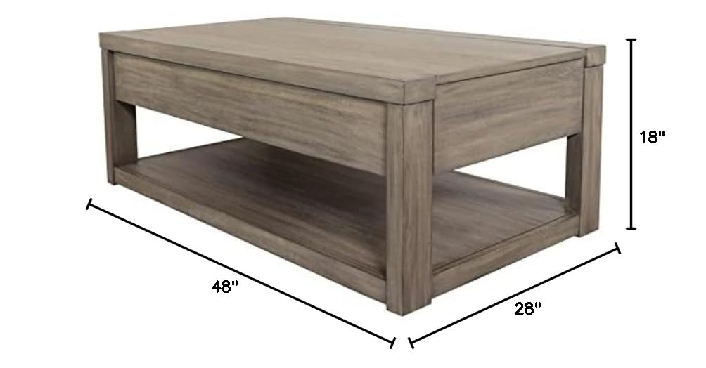 Riverside Furniture Riata Modern Contemporary Wood Coffee Table in Gray Wash - Stylish Living Room Centerpiece for Home Decor