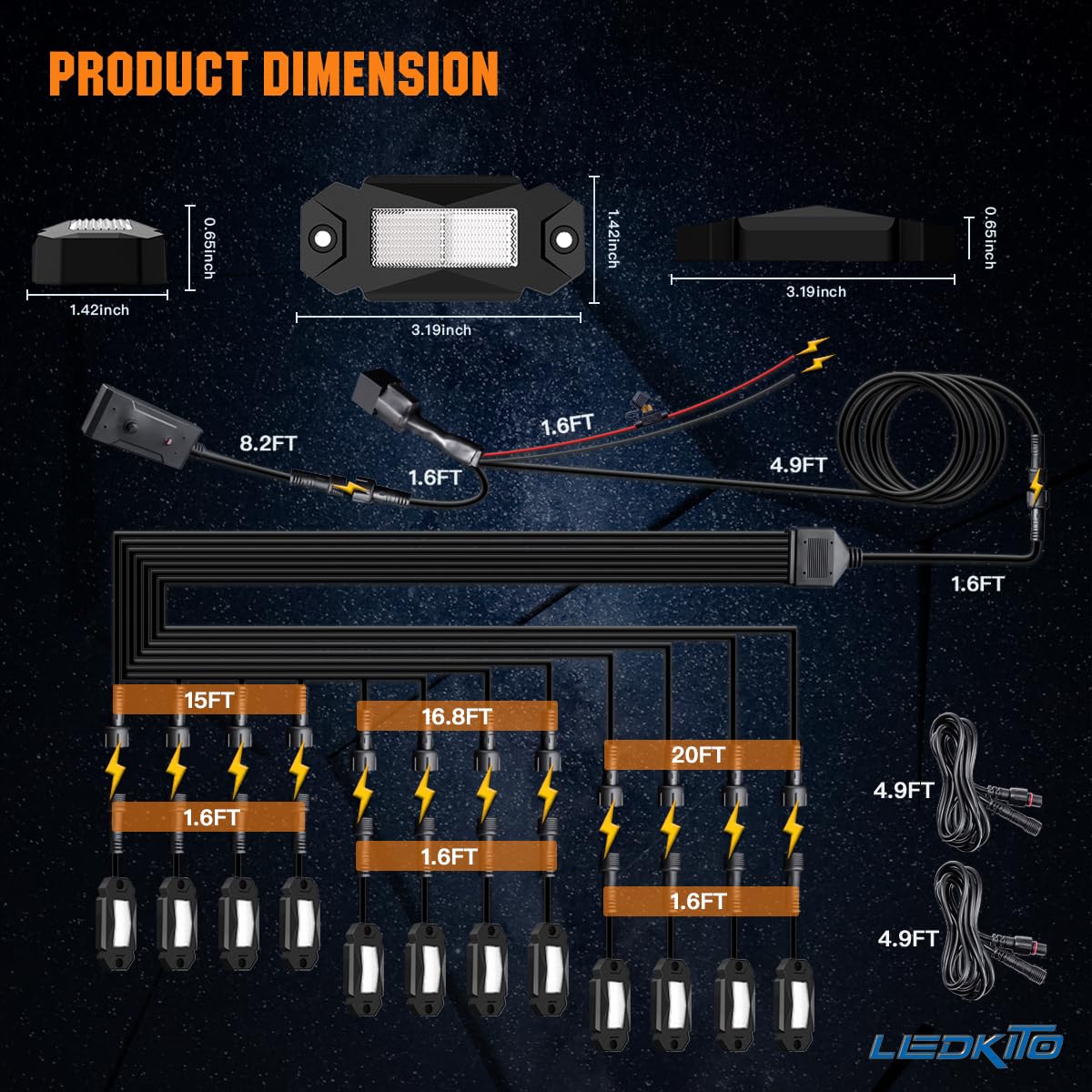 R2 White LED Rock Lights Kit - 12PCS Super Bright Waterproof Underbody Glow Lights for Trucks, Off-Road RZR, SUV, ATV, UTV | High Power Trail & Rig Lighting with Switch & Wire Harness | Perfect for Night Off-Roading, Car Shows & Vehicle Customization