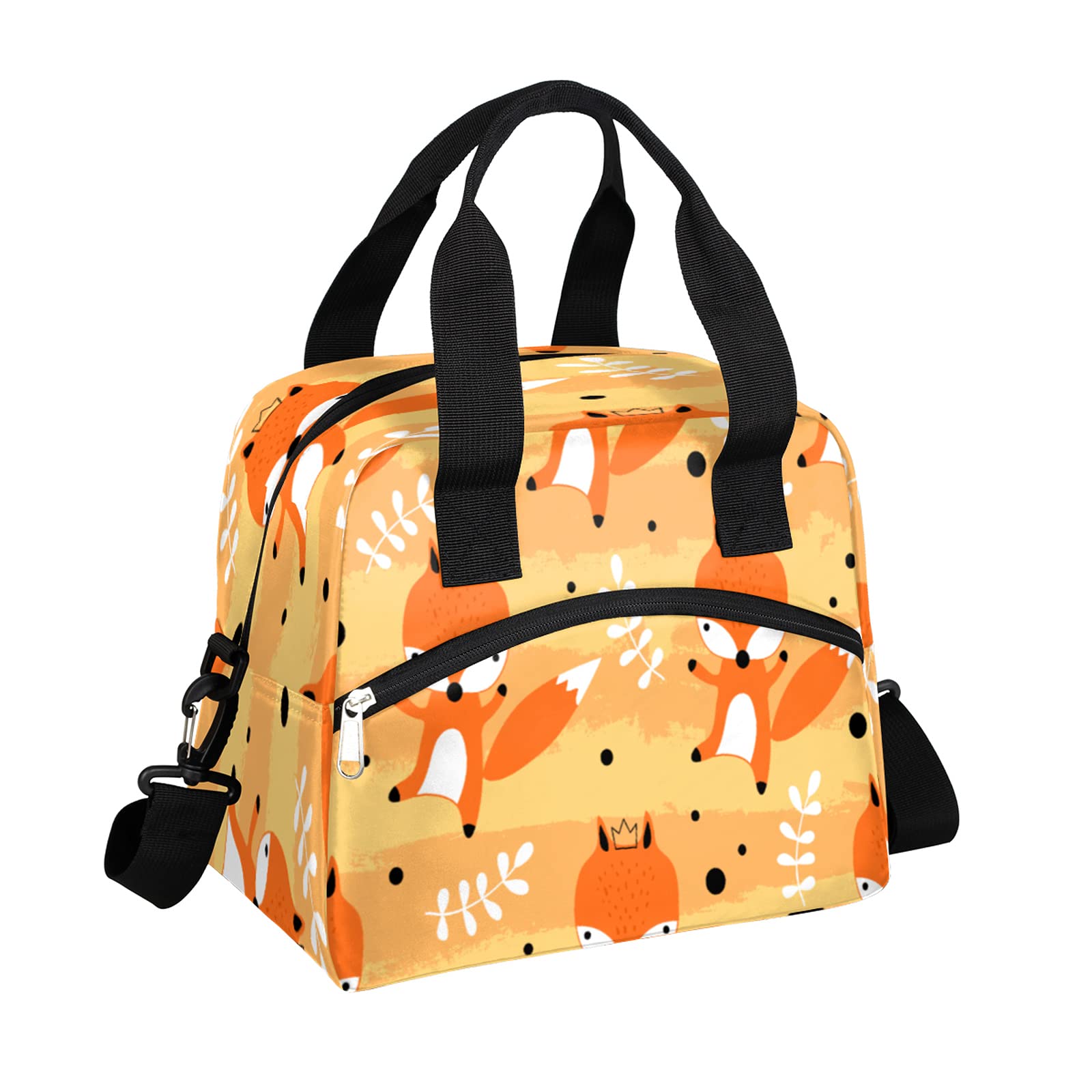 Cute Cartoon Fox Insulated Lunch Bag - Durable Thermal Waterproof Cooler Bento Box with Adjustable Shoulder Strap for Adults, Men, Women, Kids | Perfect for School, Work, Picnics & Outdoor Activities
