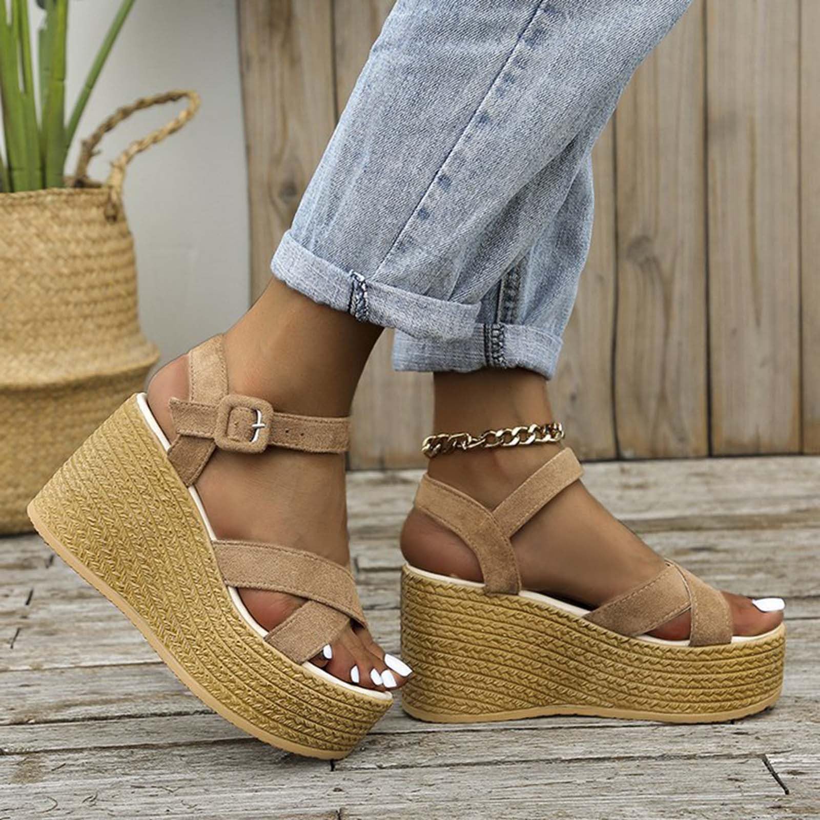 Oelaio Big Spring Deals - Adjustable Buckle Pillow Sandals for Women & Men with Thick Sole | Comfortable Slides for Beach, Pool, and Home Use
