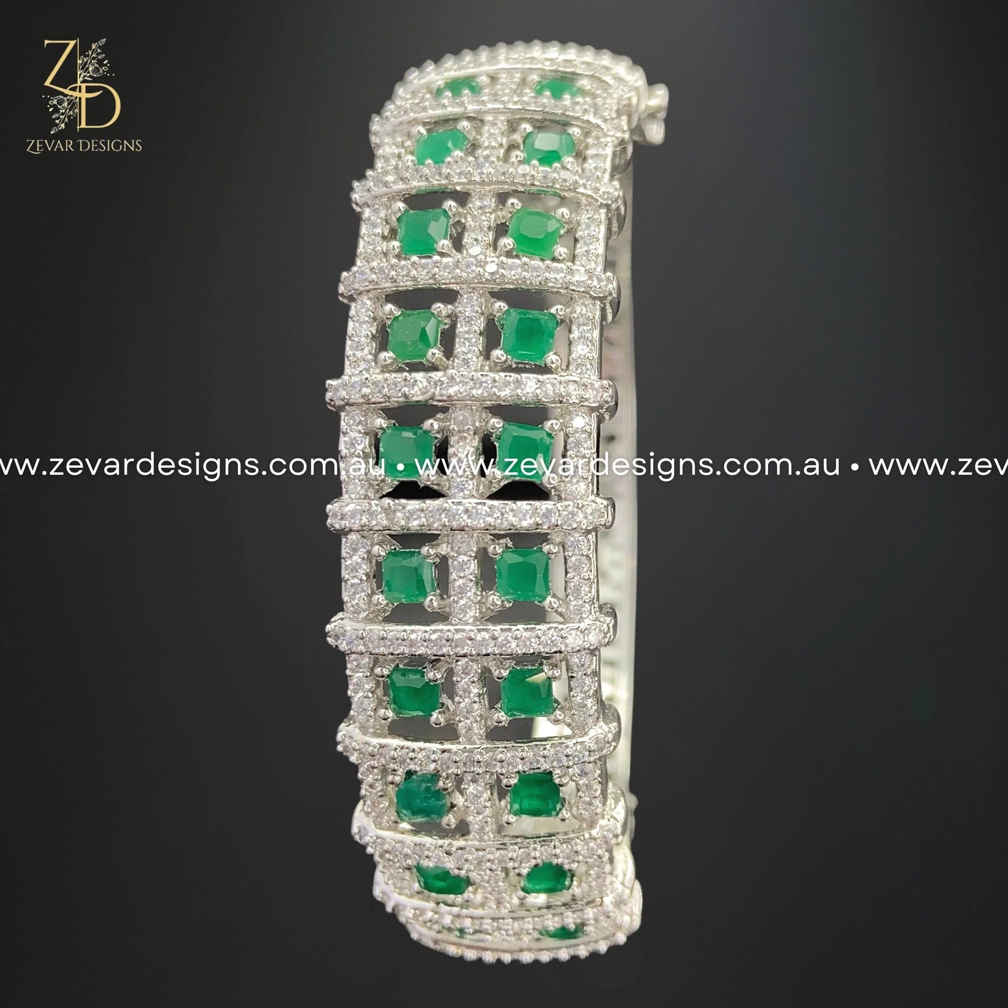Zircon Bracelet in White Rhodium & Green - Elegant Jewelry for Women, Perfect for Parties, Weddings & Everyday Wear
