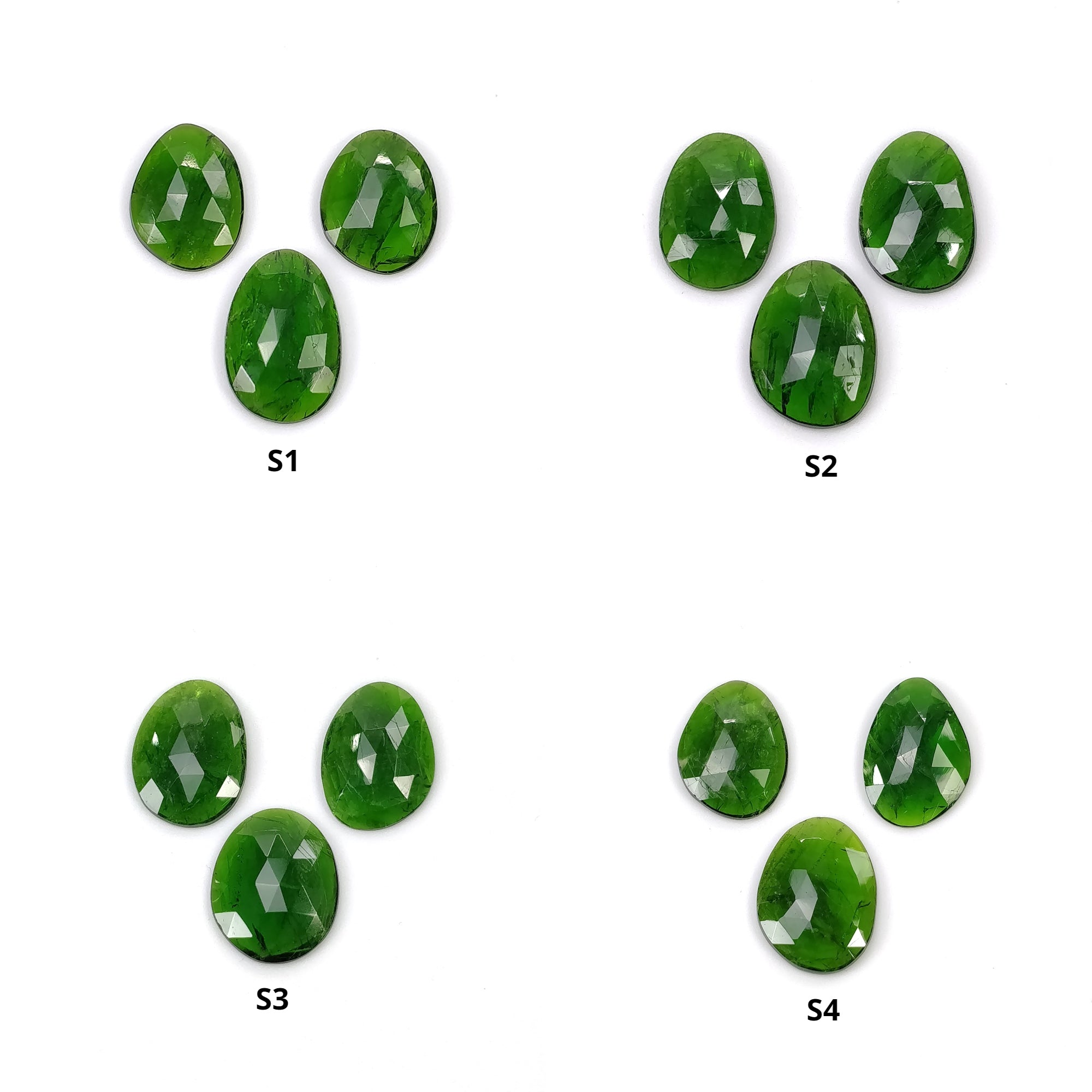 Natural Green Chrome Diopside Gemstone Set - 3pcs Rose Cut Uneven Shape Loose Stones for Jewelry Making, Healing Crystals & Spiritual Energy Work