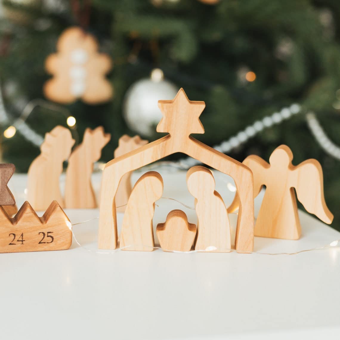 Wooden Advent Calendar for Adults - Nativity Scene Christmas Set, Holiday Home Decor, Xmas Ornaments & Unique Gift for Kids | Perfect for Family Countdown, Christmas Tree Decorating & Holiday Party Favors