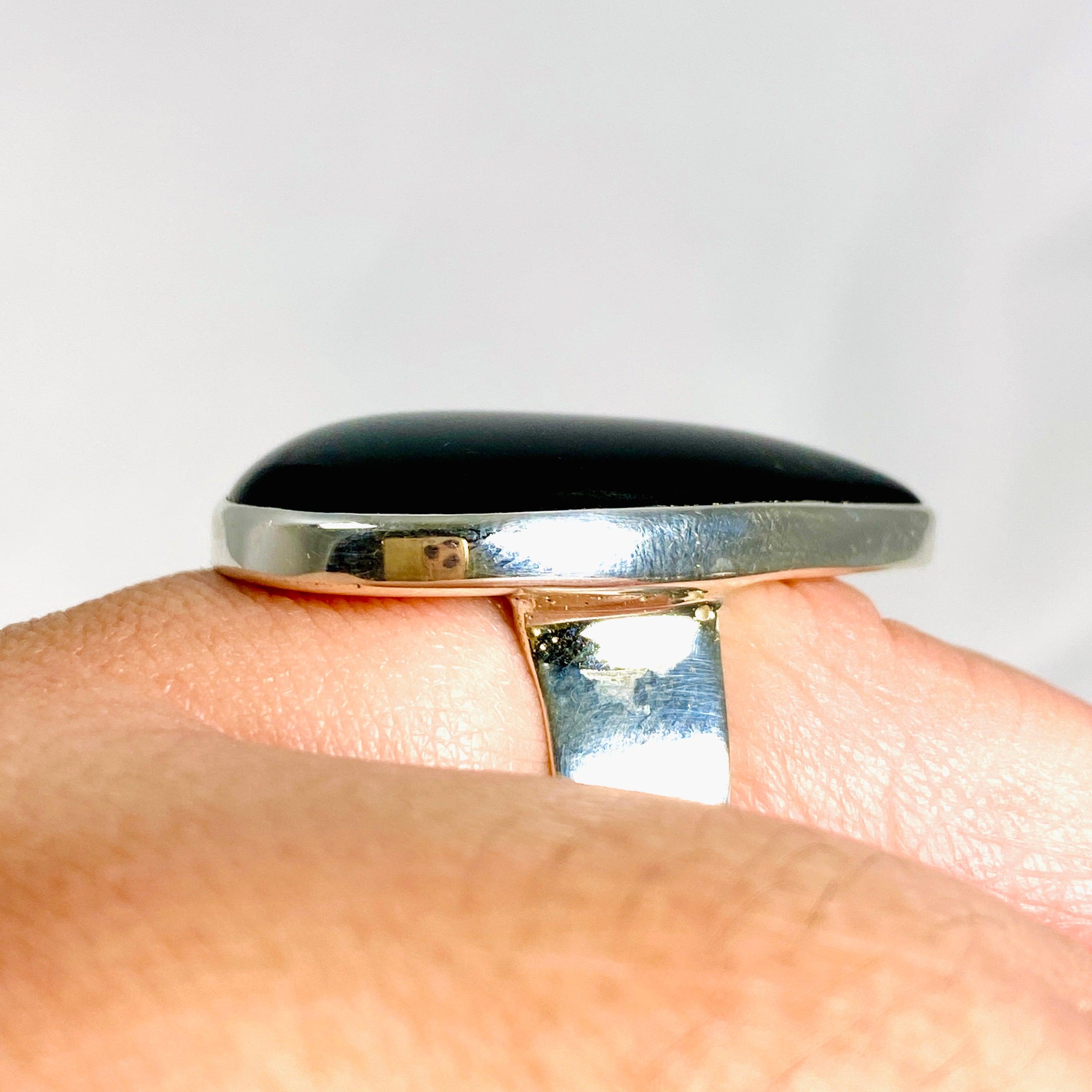 Silversheen Obsidian Teardrop Ring Size 10 KRGJ2924 - Elegant Gothic Jewelry for Women, Perfect for Parties, Weddings & Everyday Wear