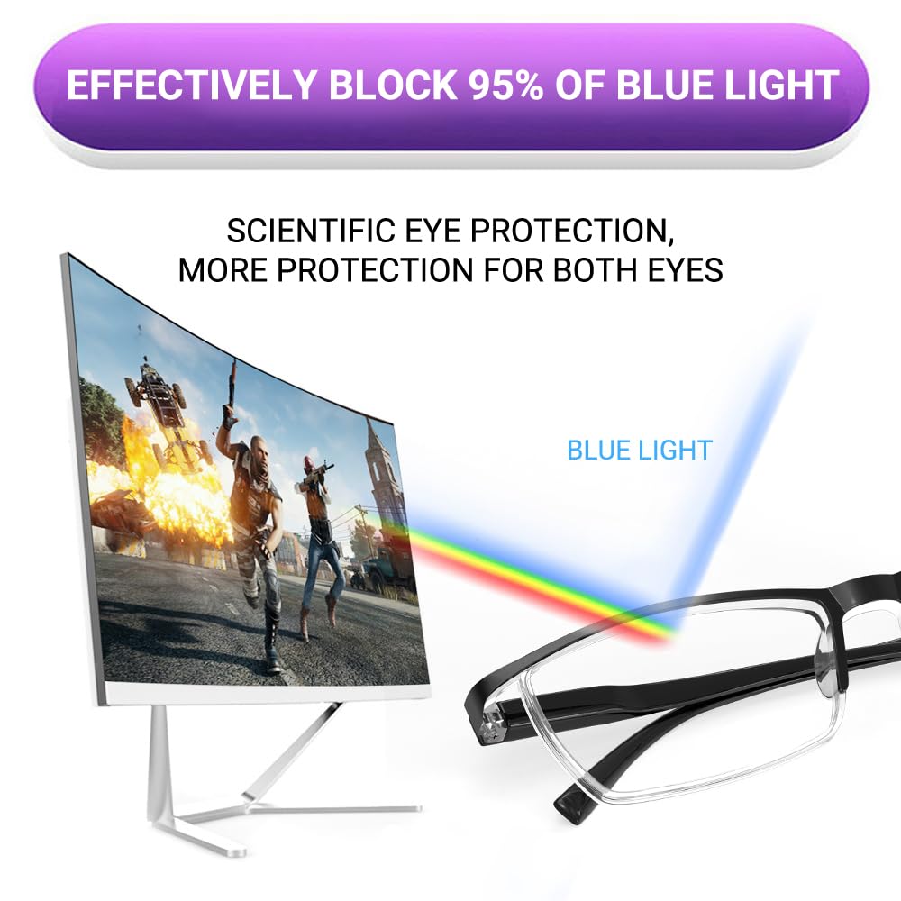 TERAISE Anti-Blue Light Reading Glasses for Men & Women - Computer Glasses with UV Protection - Perfect for Office Work, Gaming & Screen Time