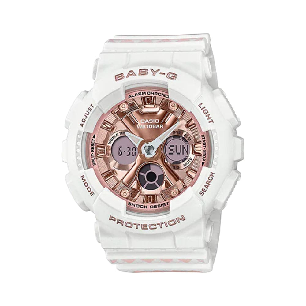 CASIO BABY-G BA-130SP-7ADR Women's Digital Sport Watch - White Resin Strap, Shock Resistant, Water Resistant for Swimming, Running & Outdoor Activities