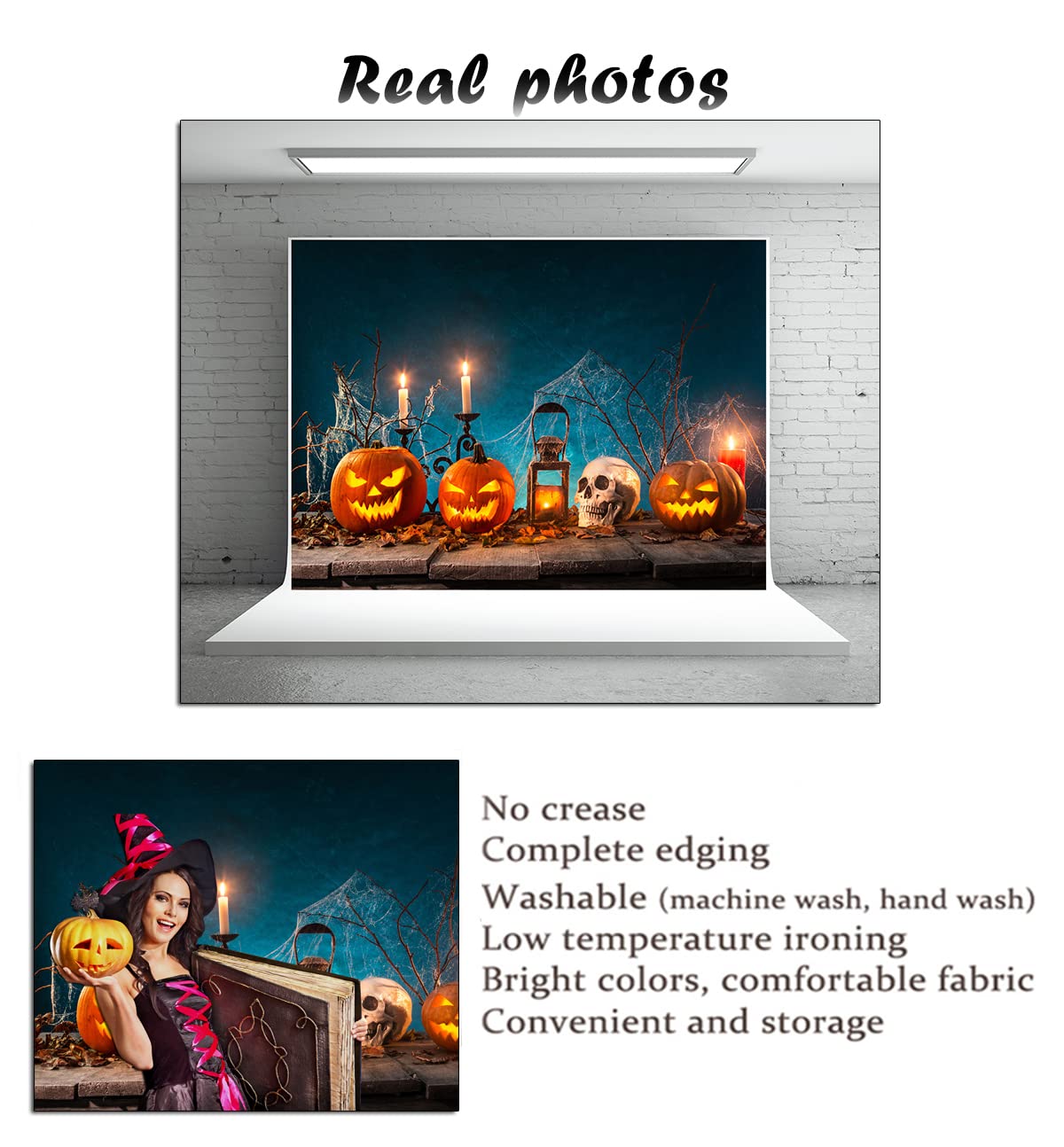 20x10ft Halloween Photography Backdrop - Pumpkin Spirit Theme with Skeleton Head & Spider Web for Kids & Adults | Outdoor Party Decor, Spooky Photo Shoot, Trick-or-Treat Background